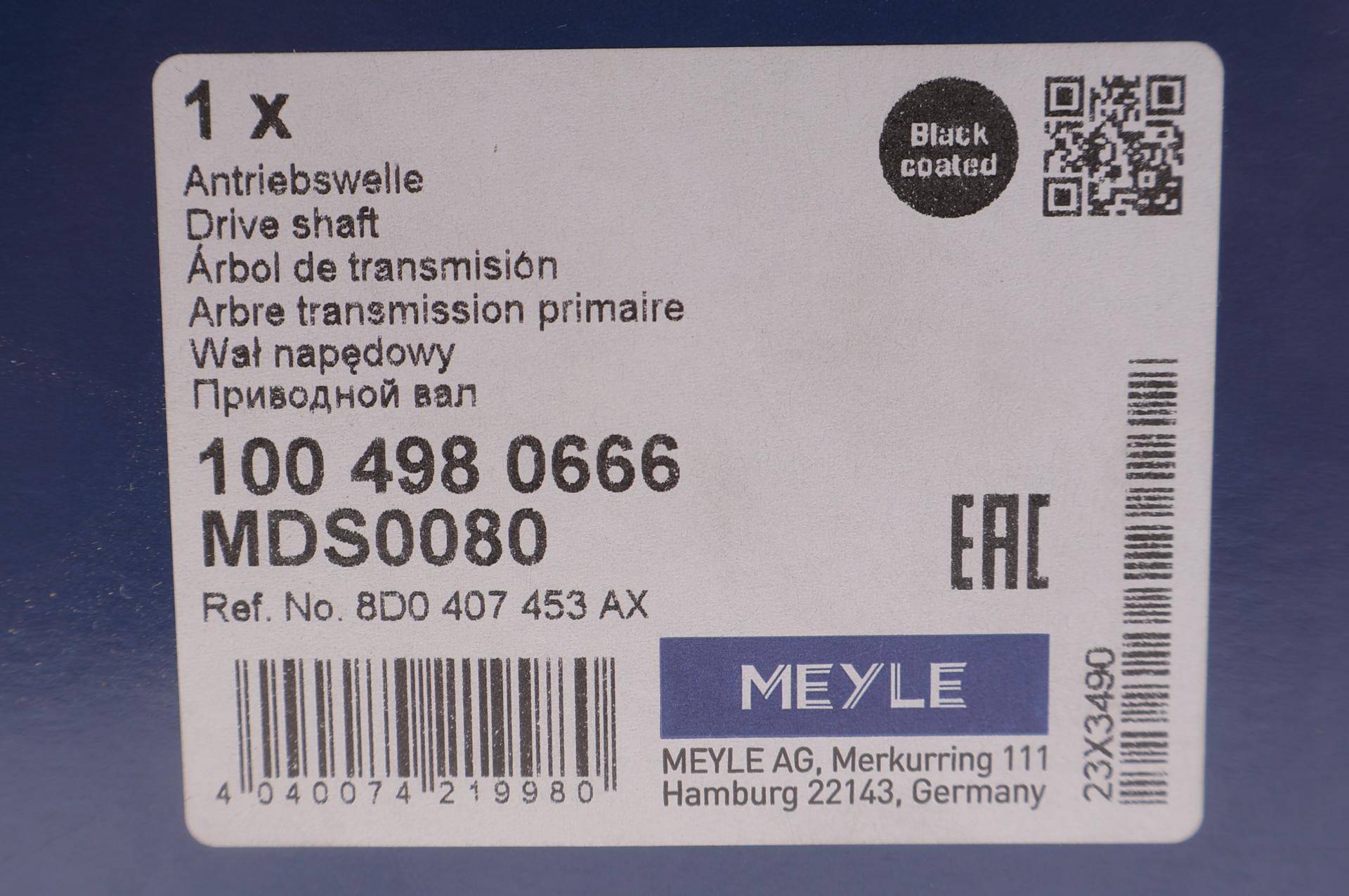 Піввісь (передня) Audi A4/VW Passat 1.6/1.8 94-05 (L)