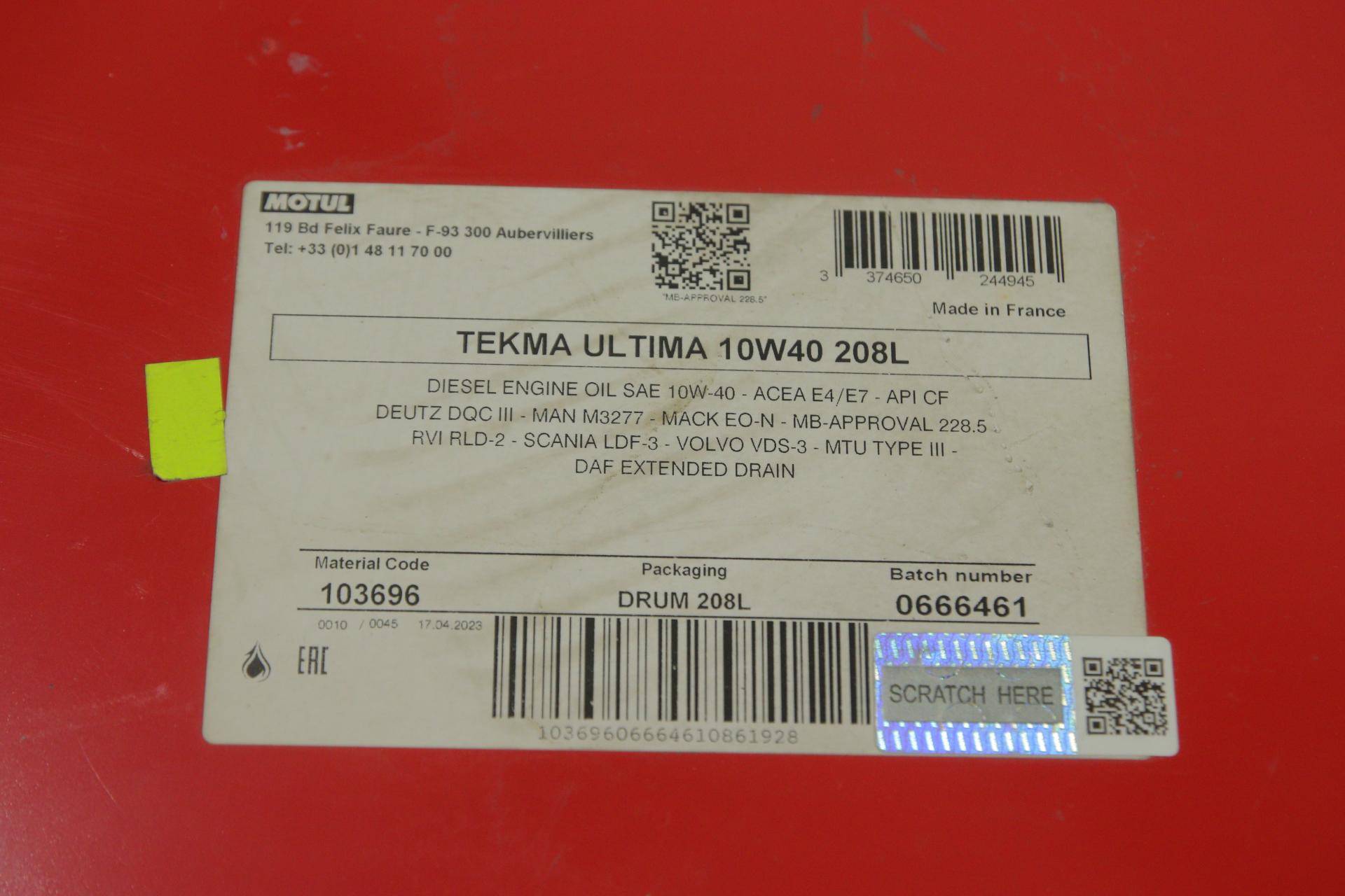 Олива 10W40 Tekma Ultima (208L) (MAN M3277/MB 228.5/VOLVO VDS-3/ SCANIA LDF-3)