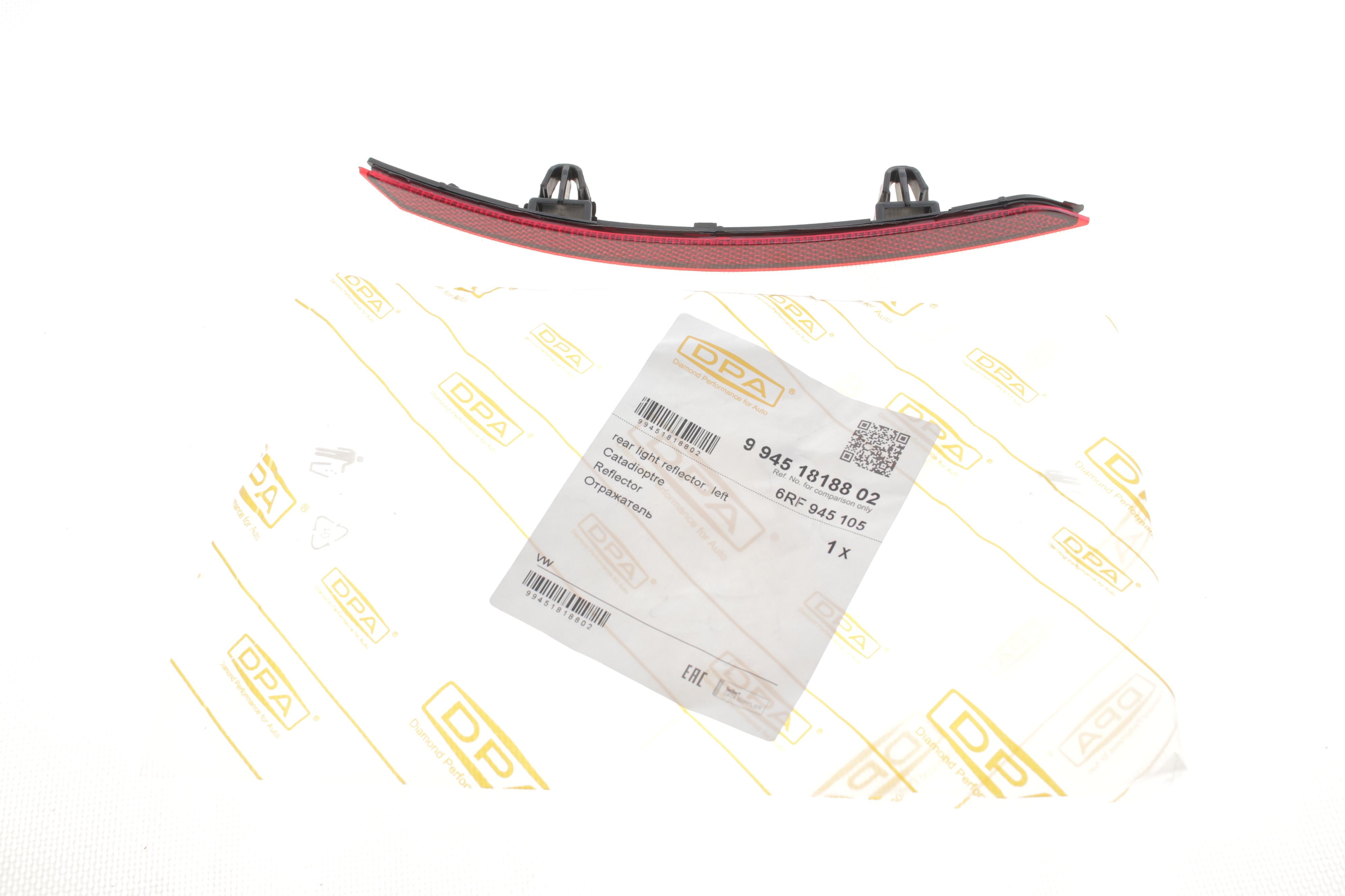 Світловідбивач бампера (заднього) VW Polo 10- (L)