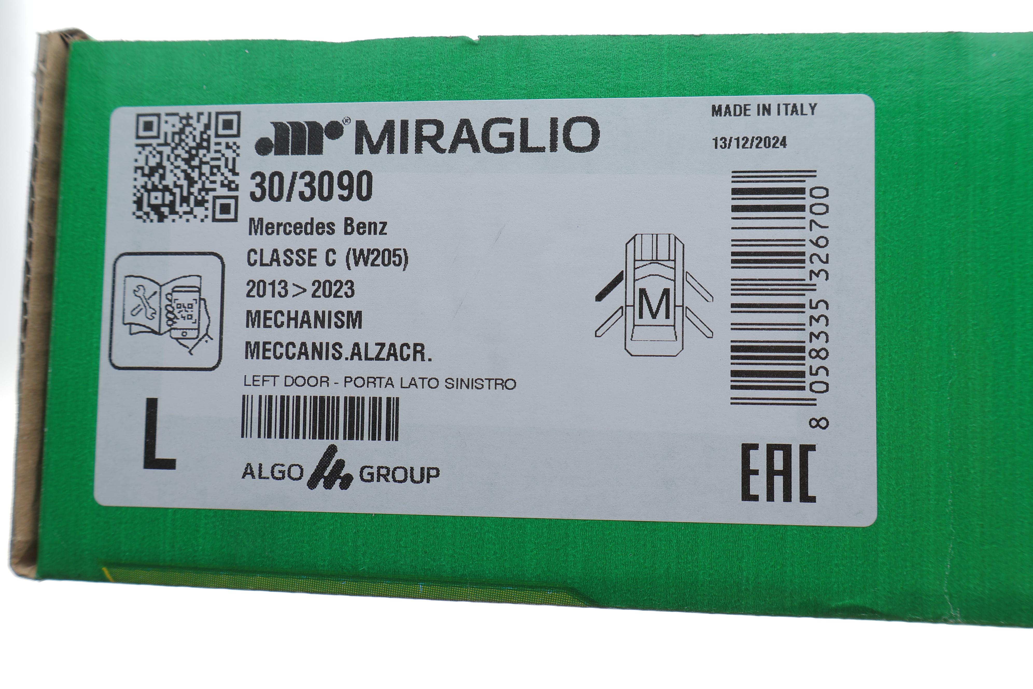 Склопідіймач (передній) MB C-class (W205/S205) 14- (L) (електро) (без моторчика)