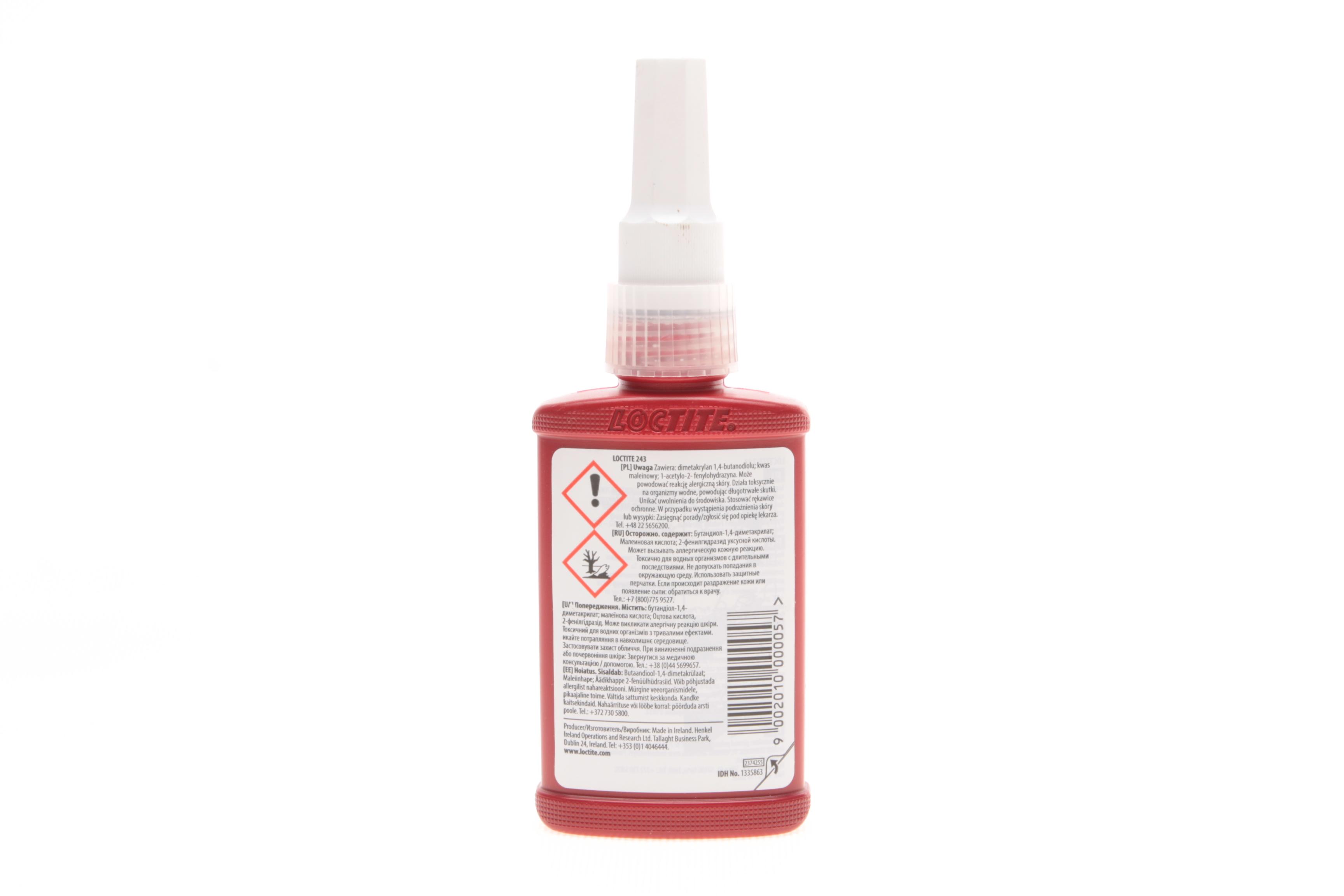 LOCTITE 243, 10ML Фіксатор різьби (синій)(середньої фіксації), макс. діаметр різьби М36