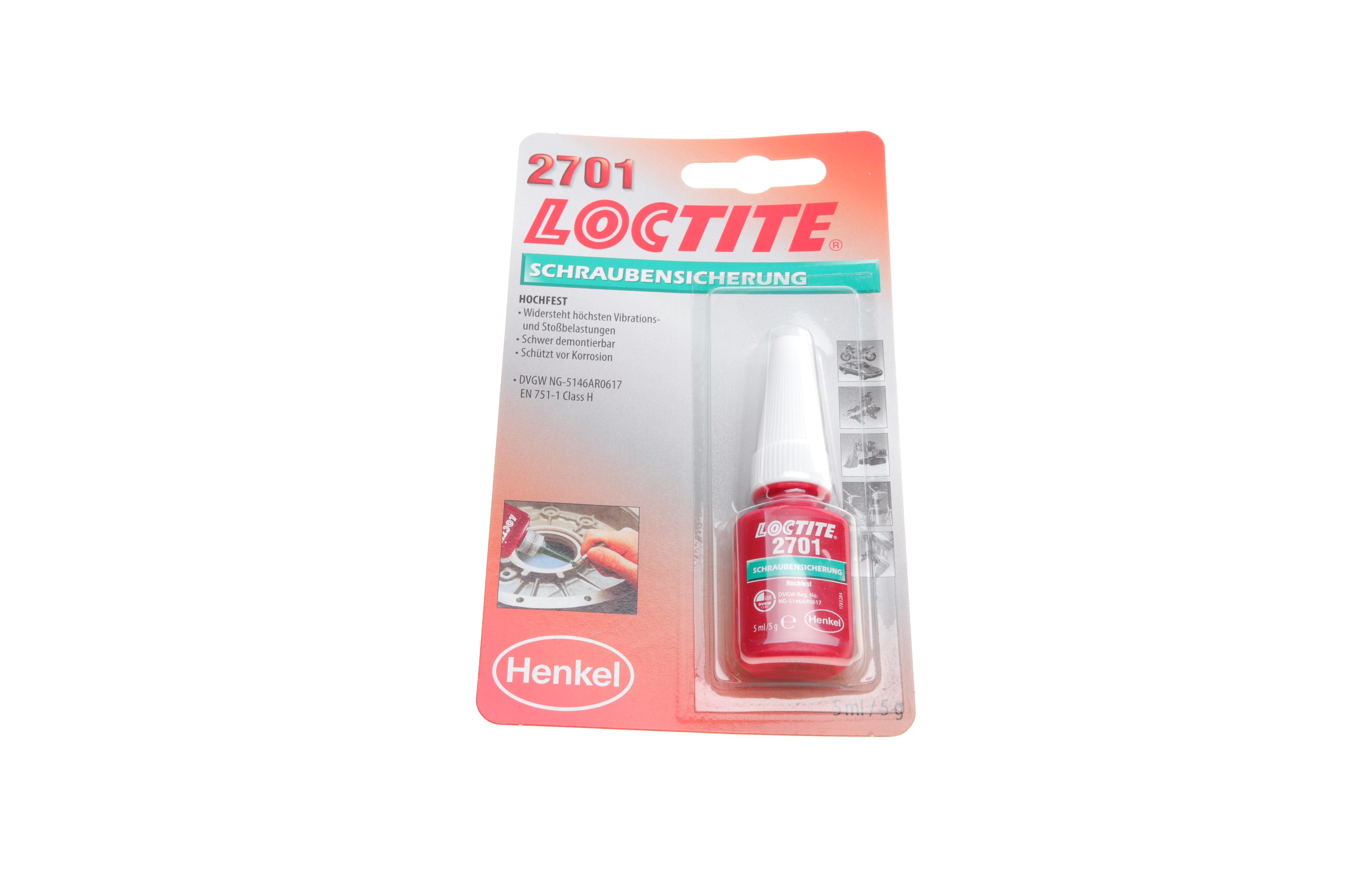 LOCTITE 2701, 5ML Фіксатор різьби (зелений) (високої фіксації) (не для активн. металів)