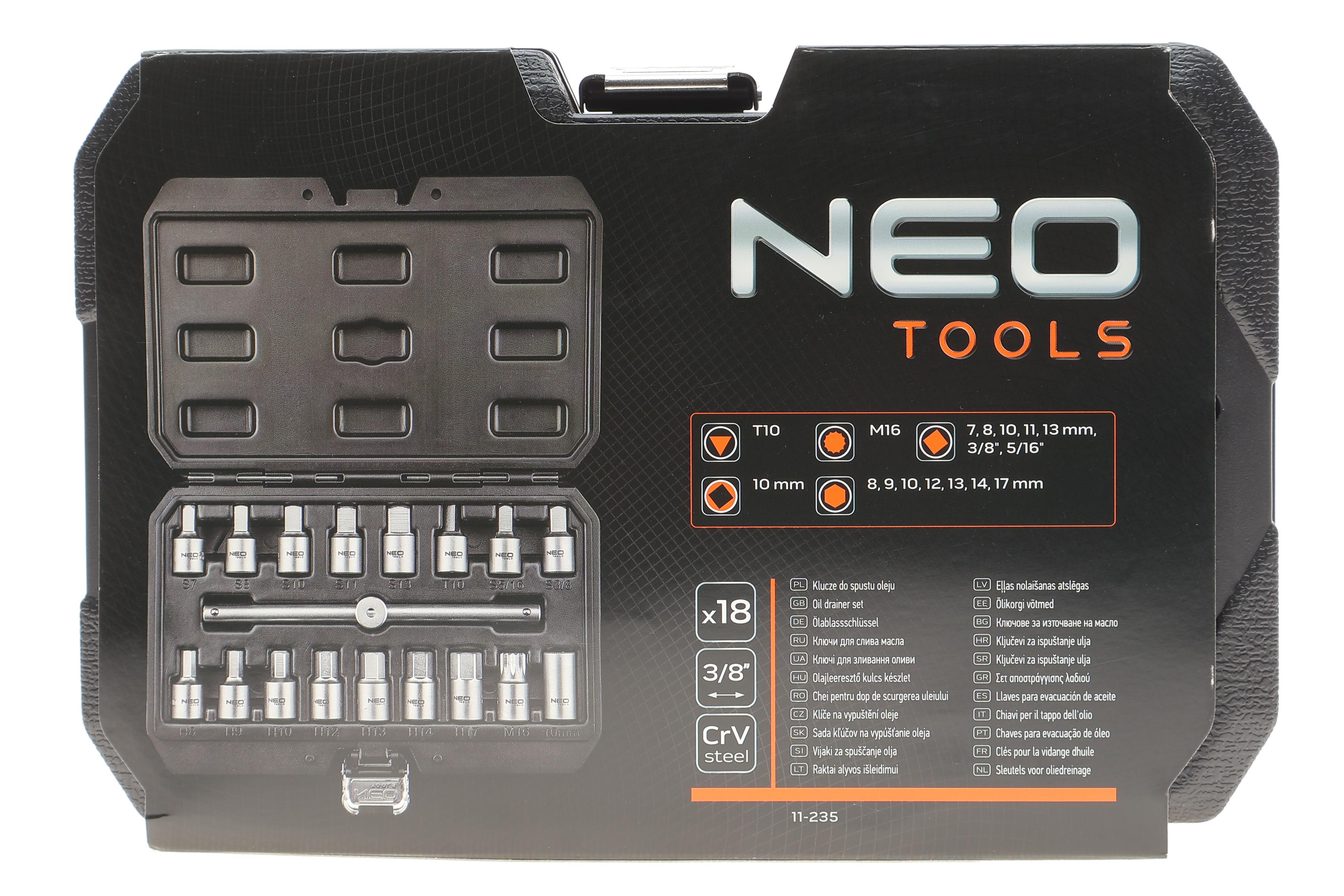 Набір головок під пробки для заміни оливи 3/8" 18 од.