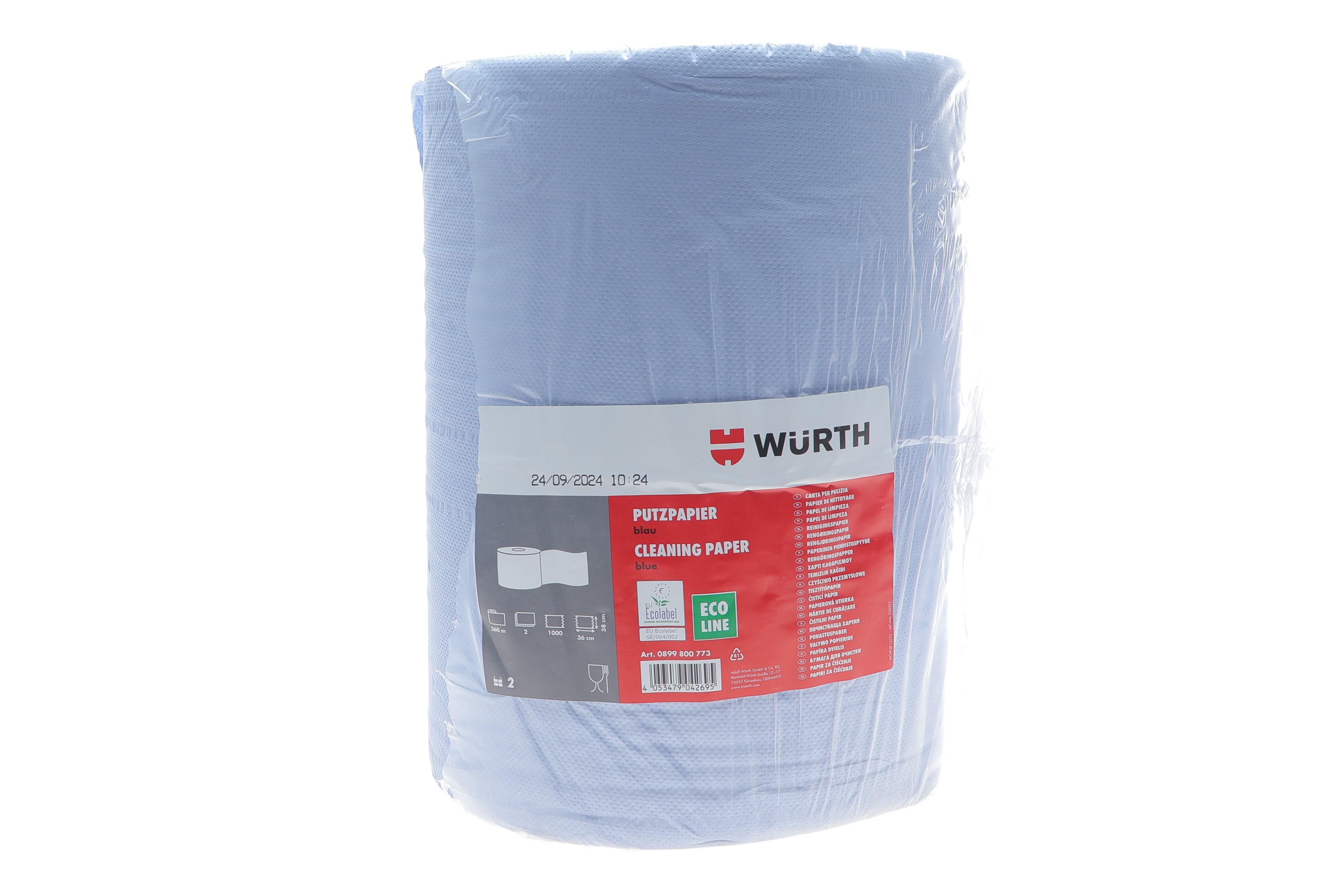 Папір для протирання  поверхонь Wurth 2 шари/1000 шт (36х38cм) (блакитний)
