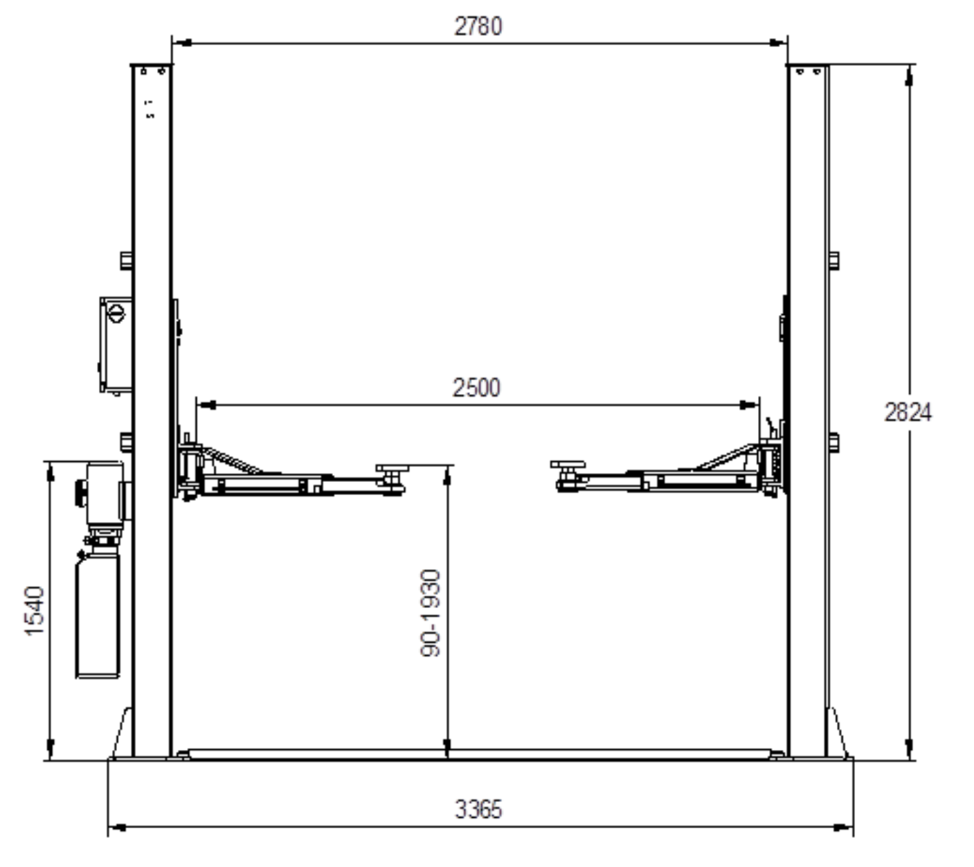 Підйомник двостійковий MM Superlift 4000В 380В з нижньою синхронізацією (без монтажу)