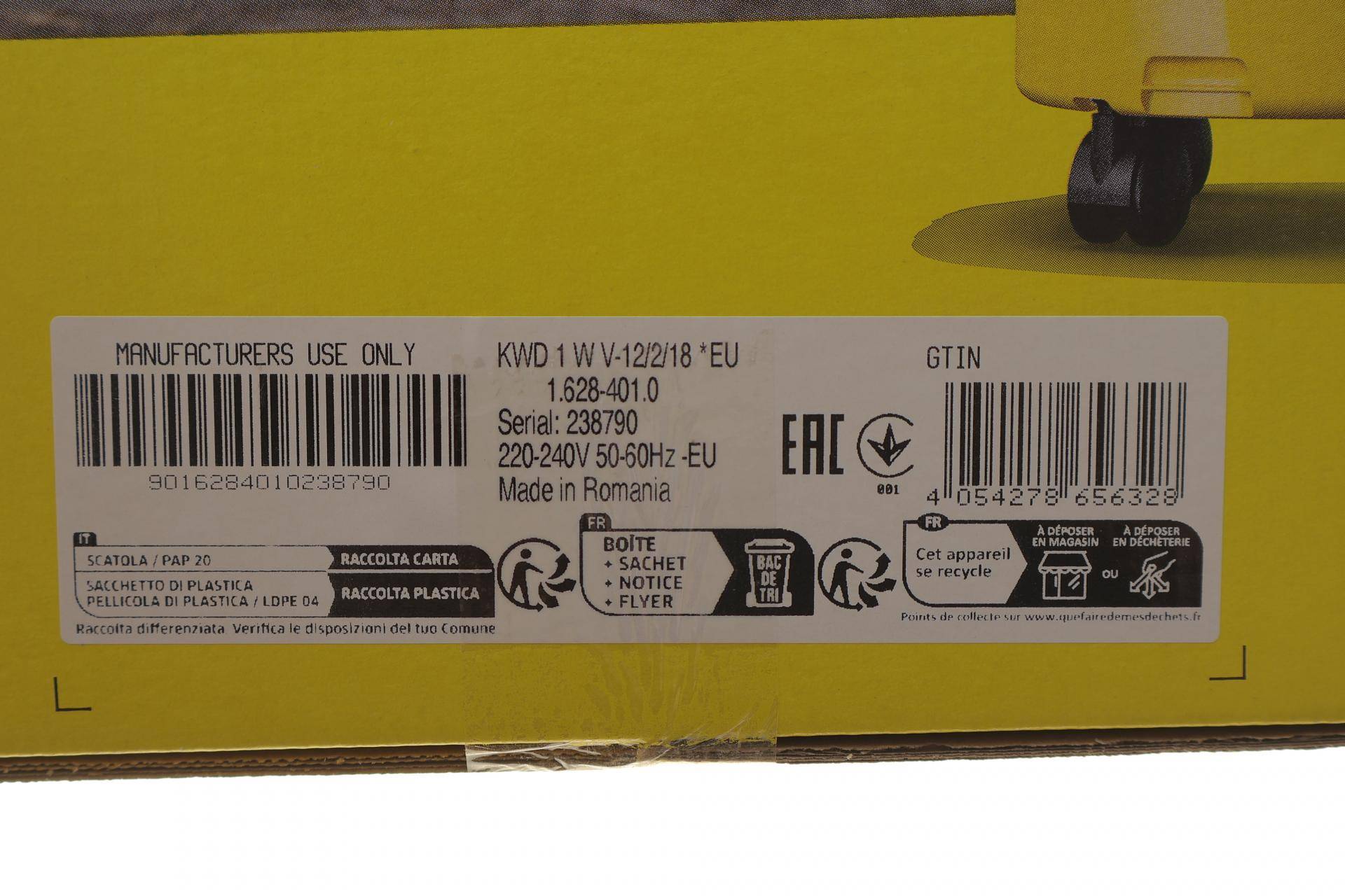 Пилосос для сухого/вологого прибирання KWD 1 W V-12/2/18 (+ фильтр-мешок) (1000Вт)