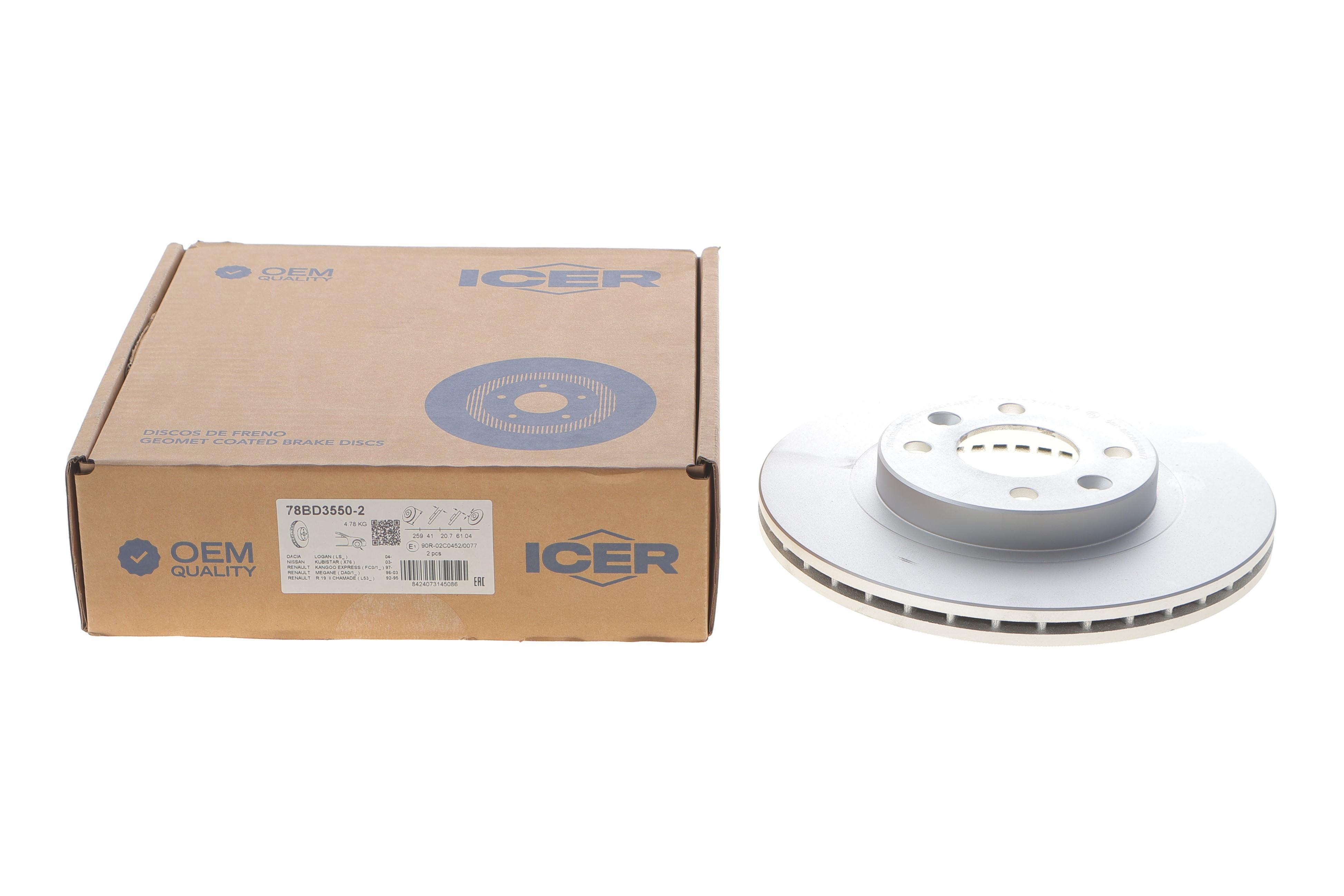 Диск гальмівний (передній) Renault Kangoo 97-/Clio 91-/Megane 95-03/Logan 04-(259x20.6)(з покр)(вент)