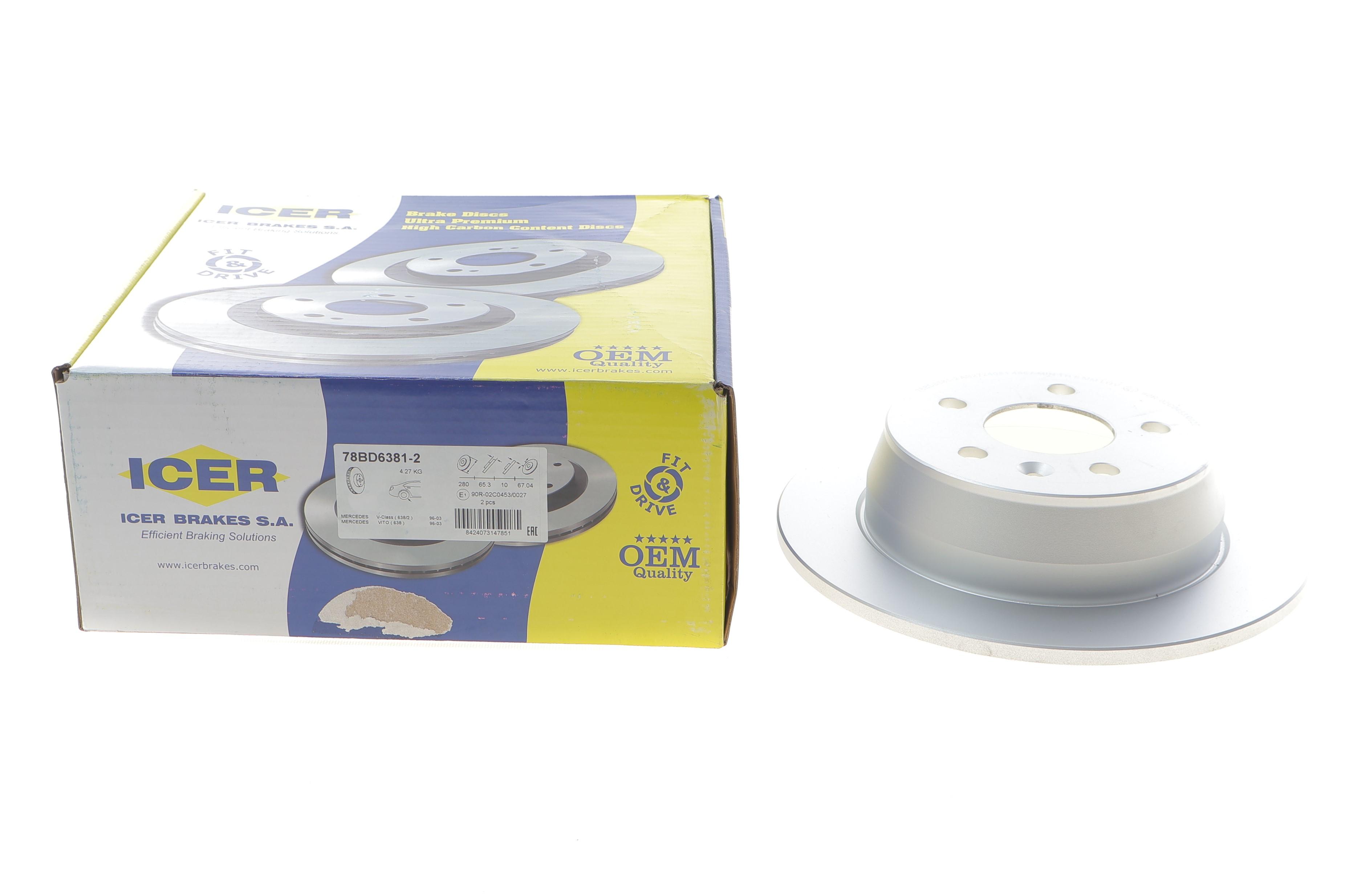 Диск гальмівний (задній) MB Vito (W638) 96-03 (280x10) (з покриттям) (повний)