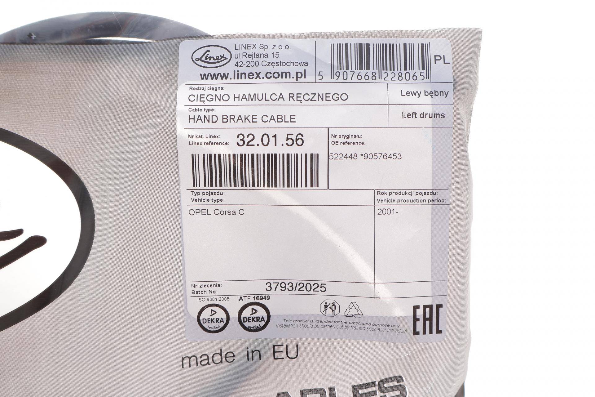 Трос ручника (задній) (L) Opel Corsa/Tigra 00-09 (1095/763mm)