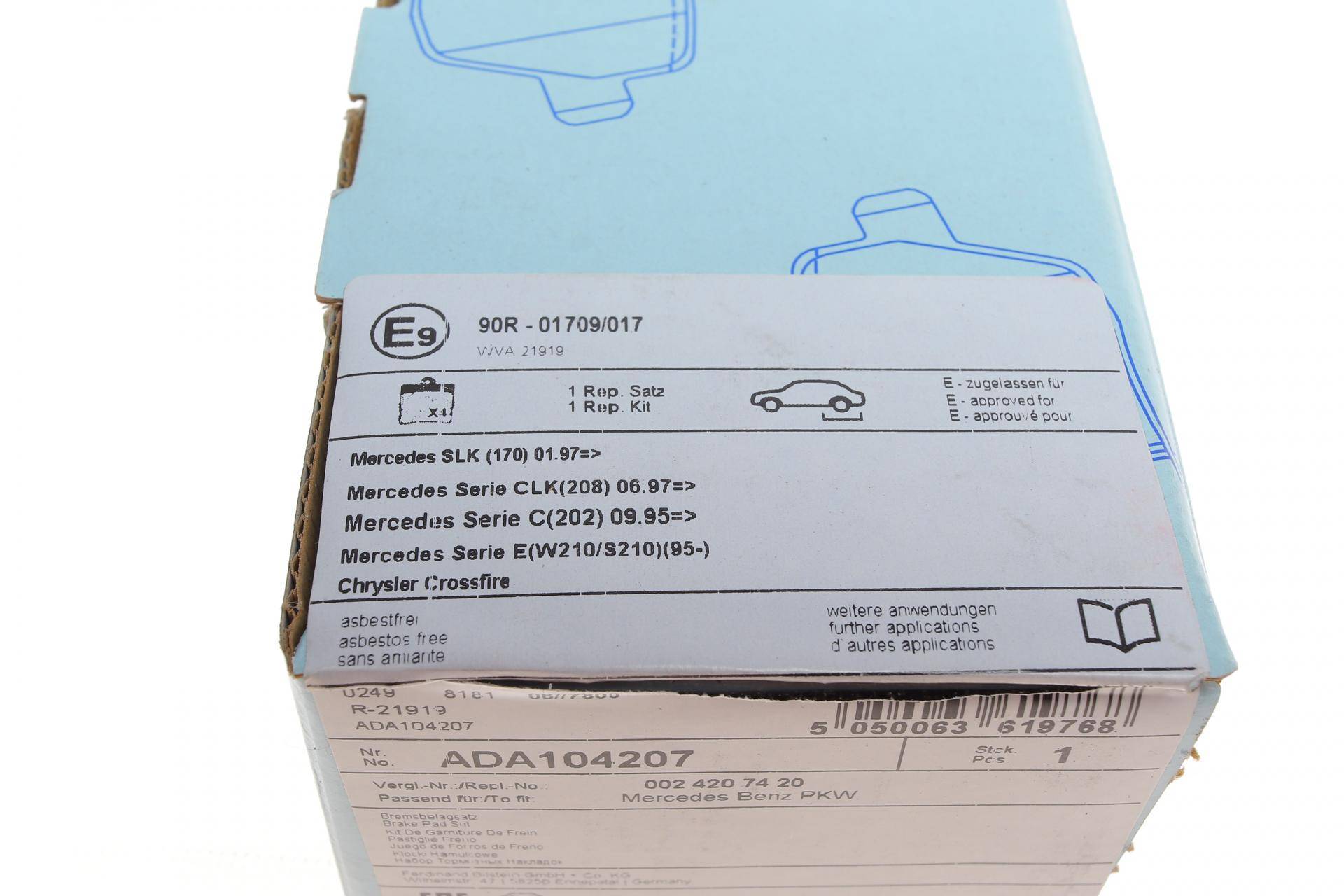 Колодки гальмівні (задні) MB (W202/203/208/210) 93-11/ Crysler Crossfire 3.2 03-08