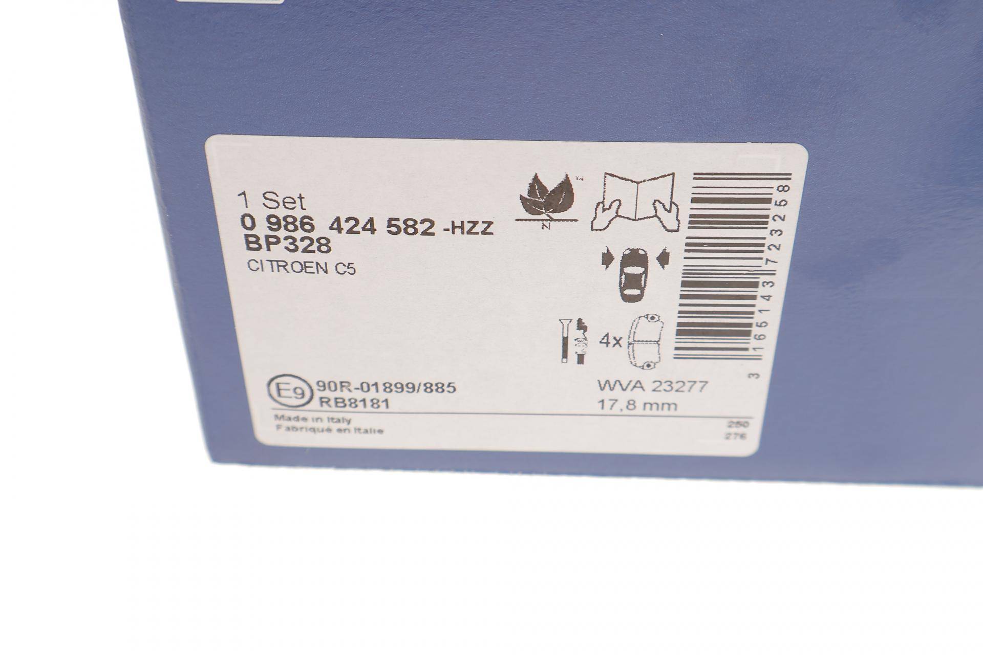 Колодки гальмівні (передні) Citroen C5 01- (Bosch) (з датчиком)