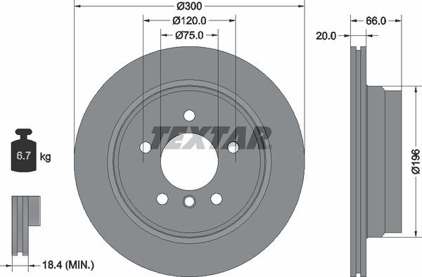 Диск гальмівний (задній) BMW 1 (E81/E87)/3 (E90/E91/E92/E93) 03-13/X1 (E84) 09-15 (300x20) PRO