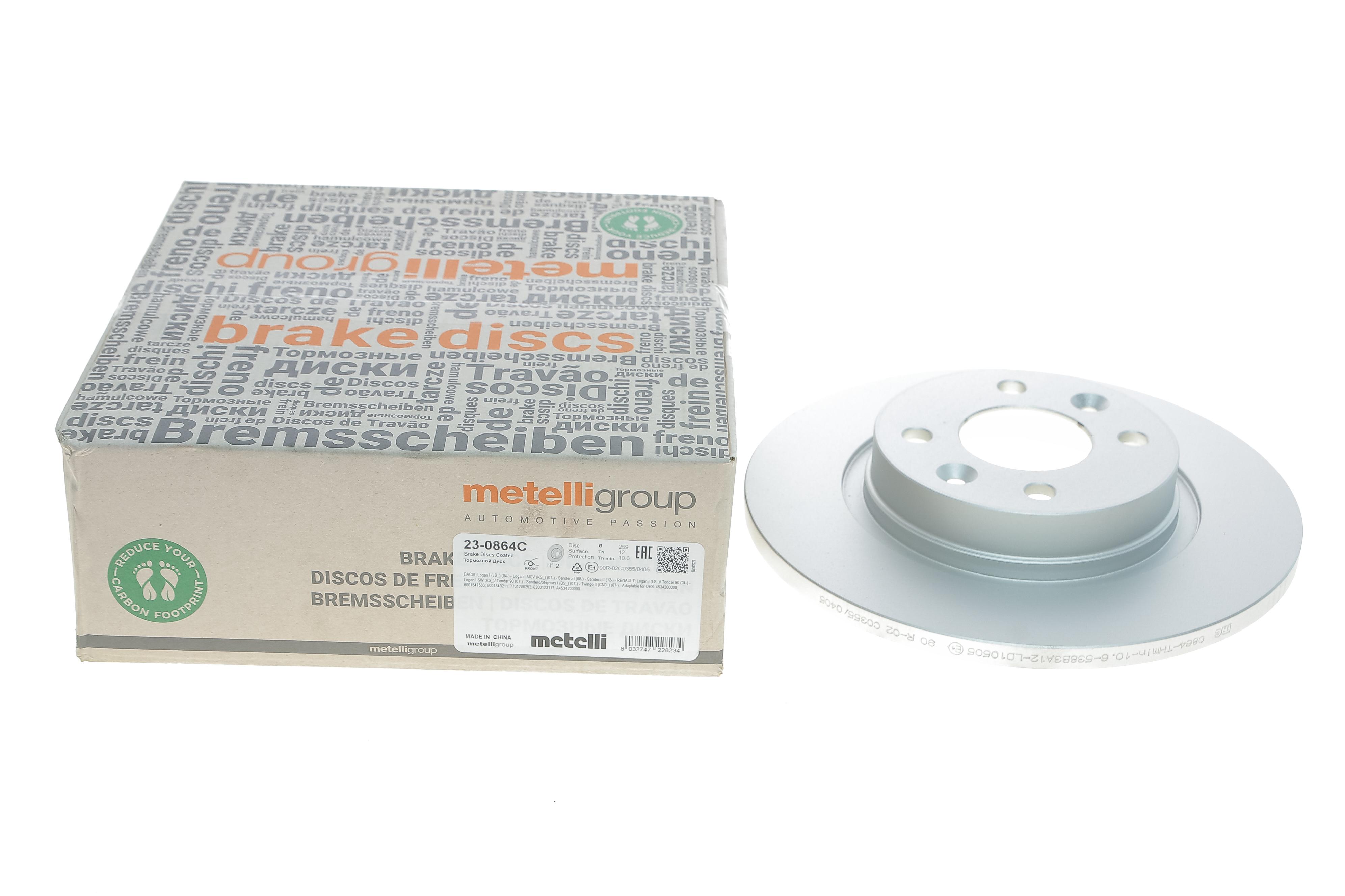 Диск гальмівний (передній) Renault Logan 04-/Twingo 96-/Smart 14- (259x12) (з покр.) (повний)