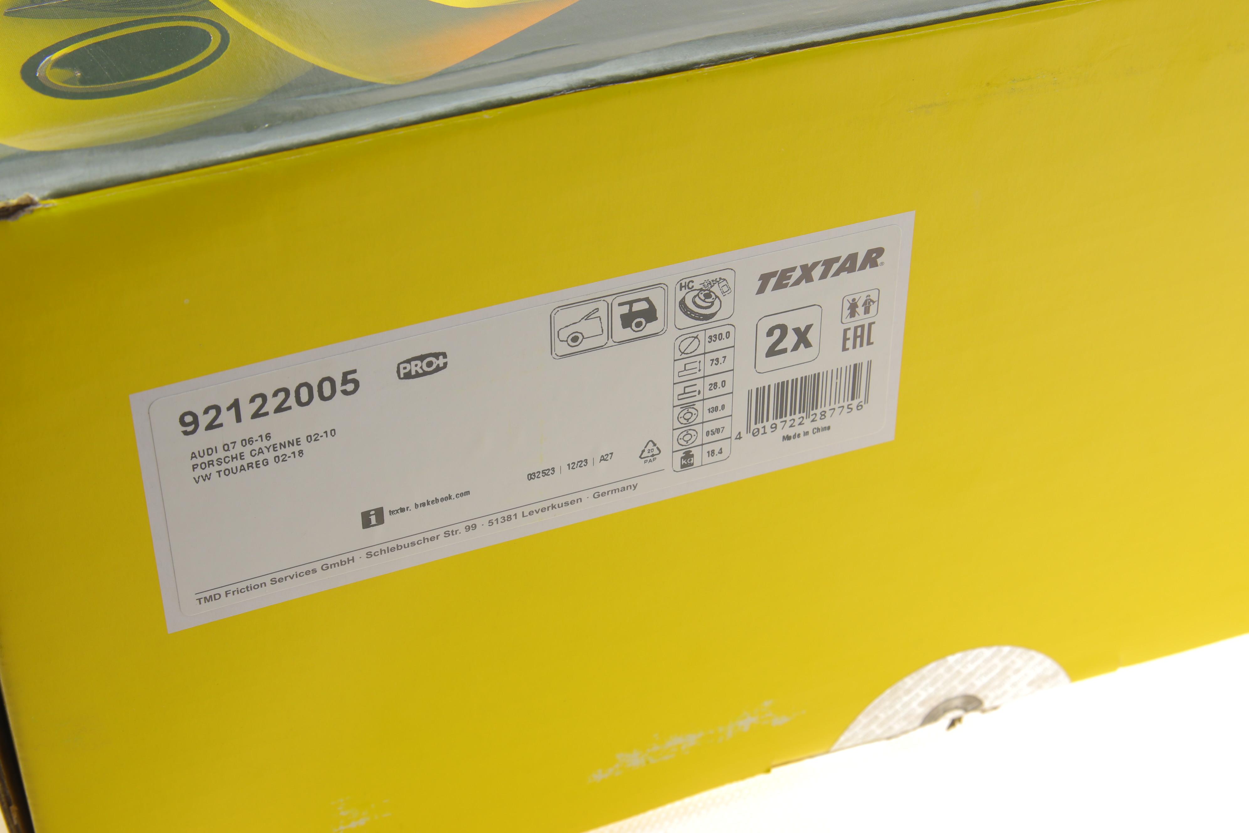 Диск гальмівний (задній) Porsche Cayenne/VW Touareg 3.0-4.2 TDI 02- (330x28) PRO+