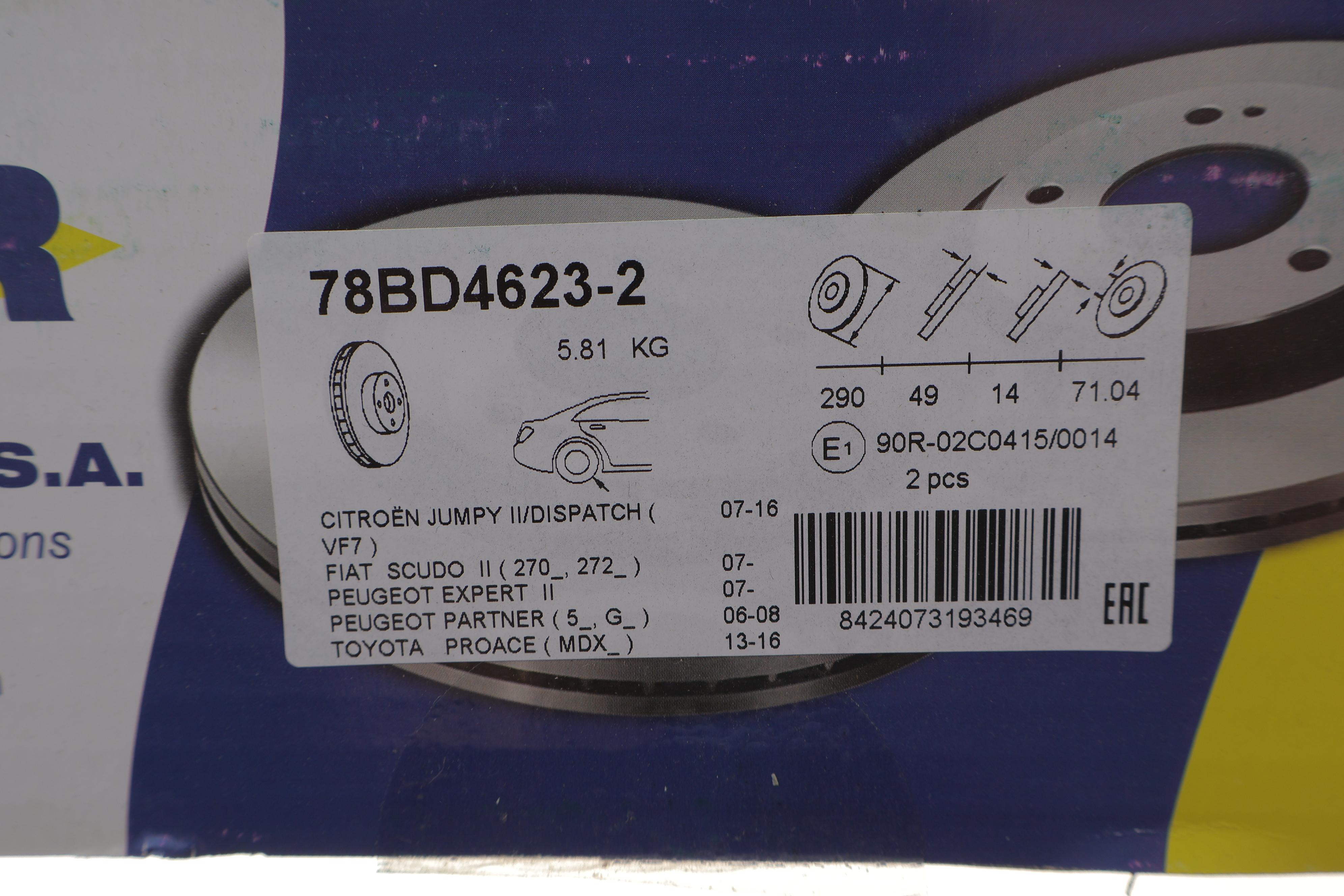 Диск гальмівний (задній) Citroen Jumpy/Fiat Scudo 07- (290х14) (повний)