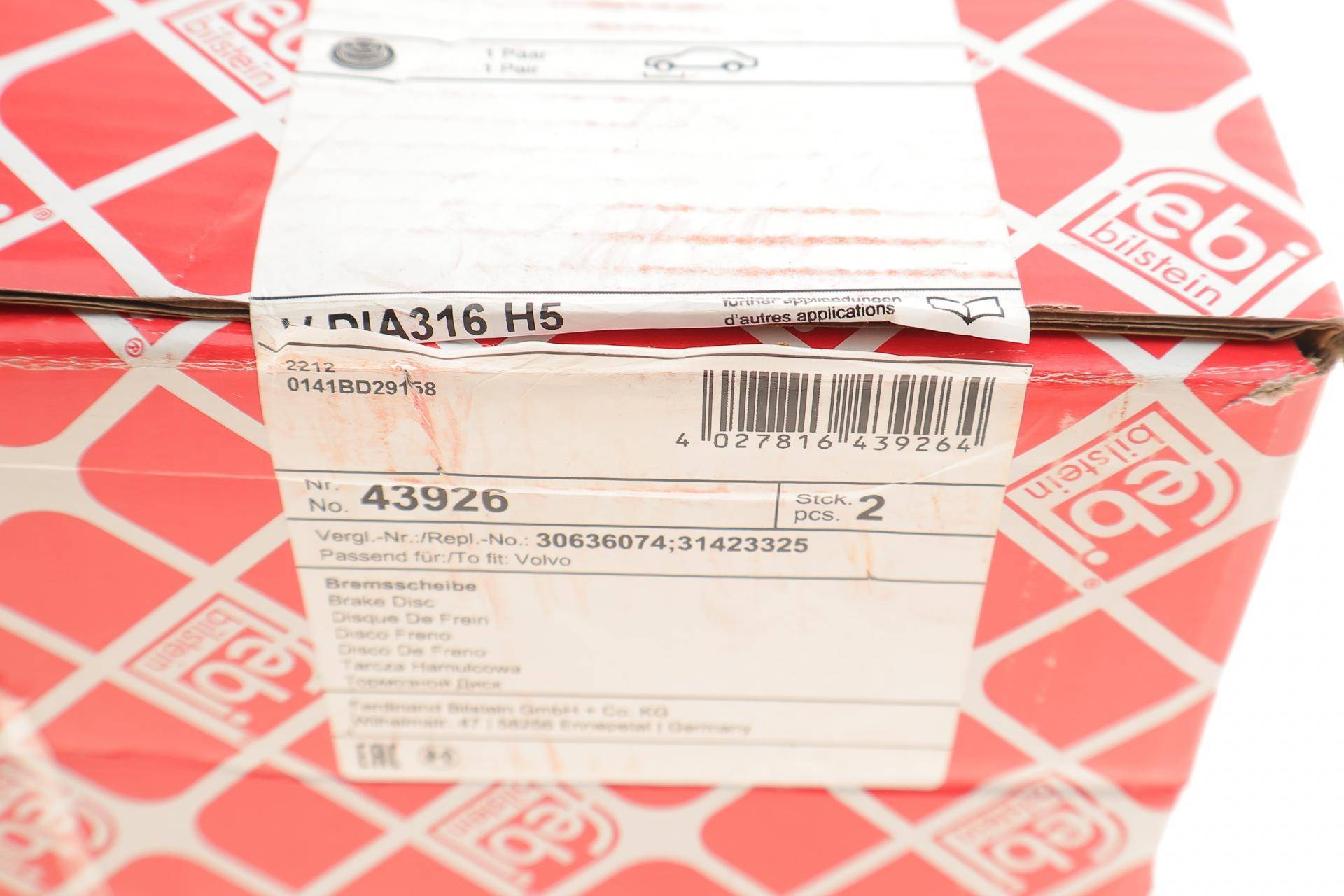 Диск гальмівний (передній) Volvo S60/XC90 01-10 (316x28)