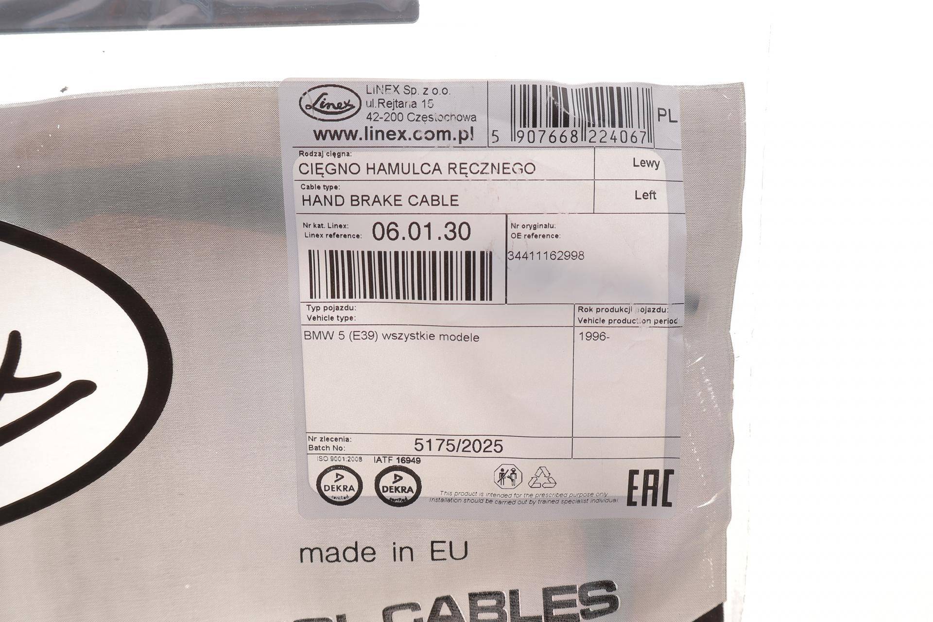 Трос ручника (задній) (L) BMW 5 (E39) 520-540i 96-04 (1925/1170mm)