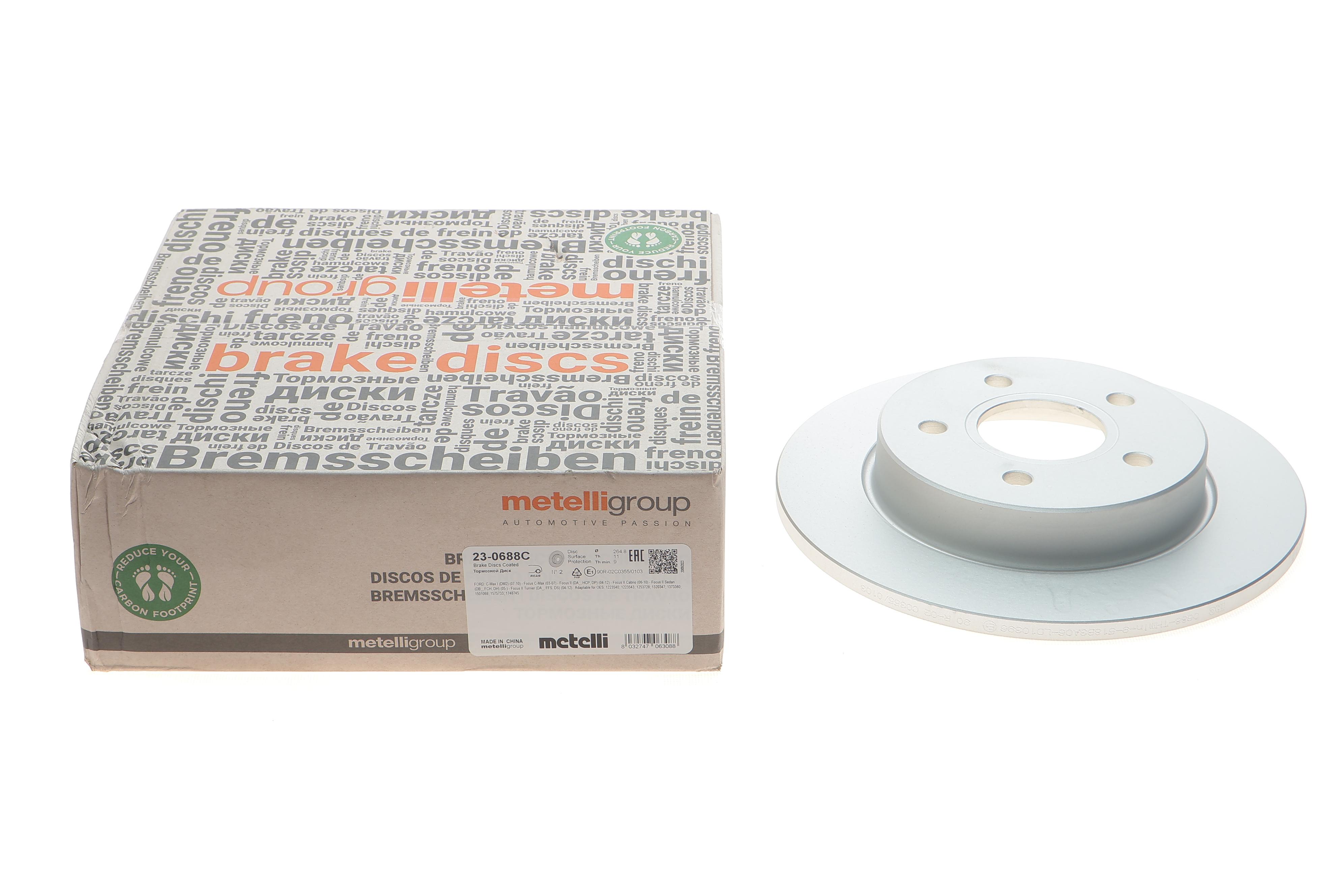 Диск гальмівний (задній) Ford C-Max 07-10/Focus 04- (265x11) (з покриттям) (повний)