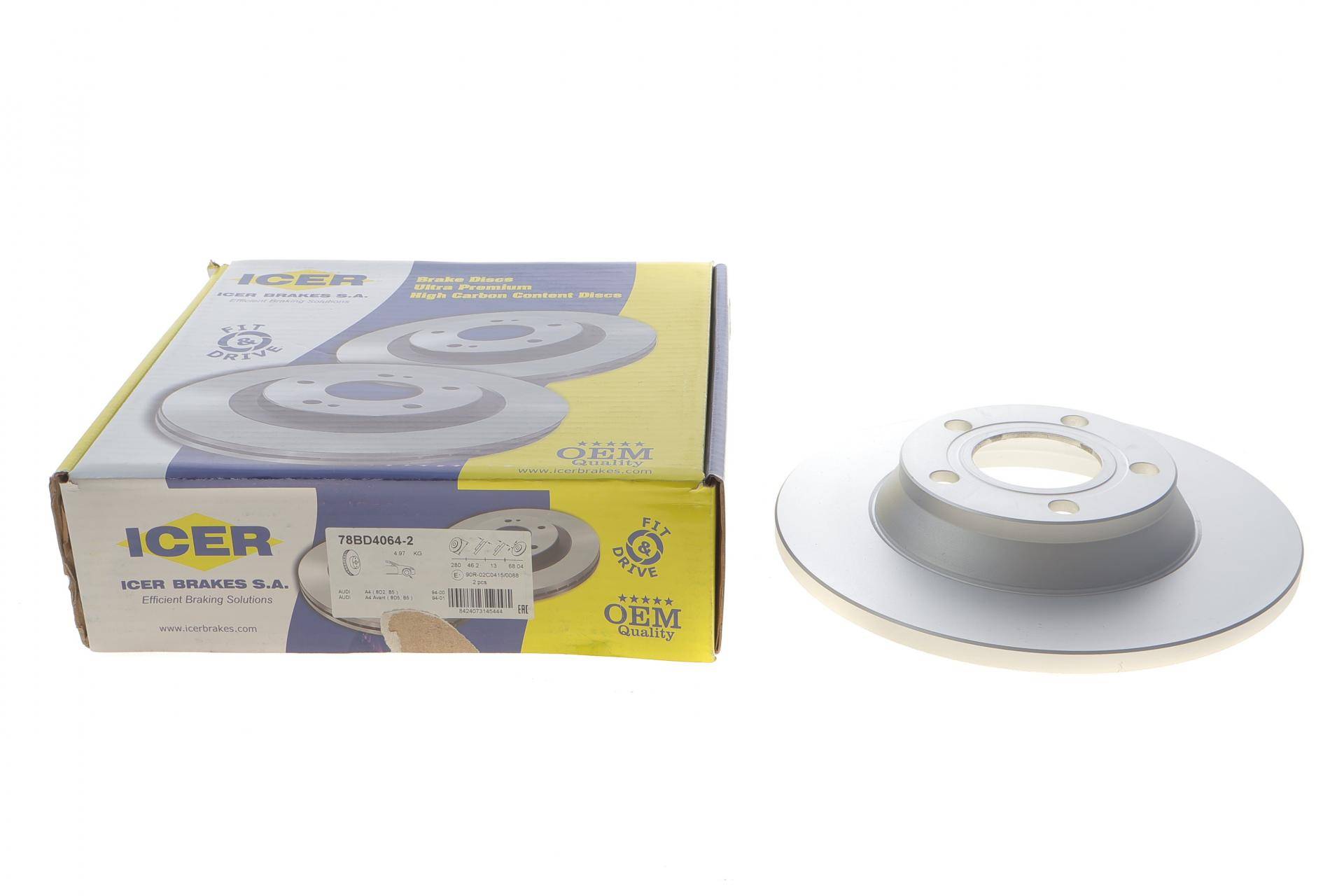 Диск гальмівний (передній) Audi A4 94-01 (280х13) (з покриттям) (повний)