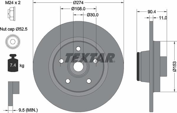 Диск гальмівний (задній) Renault Kangoo 08- (274х11) (+ABS) (з підшипником) PRO