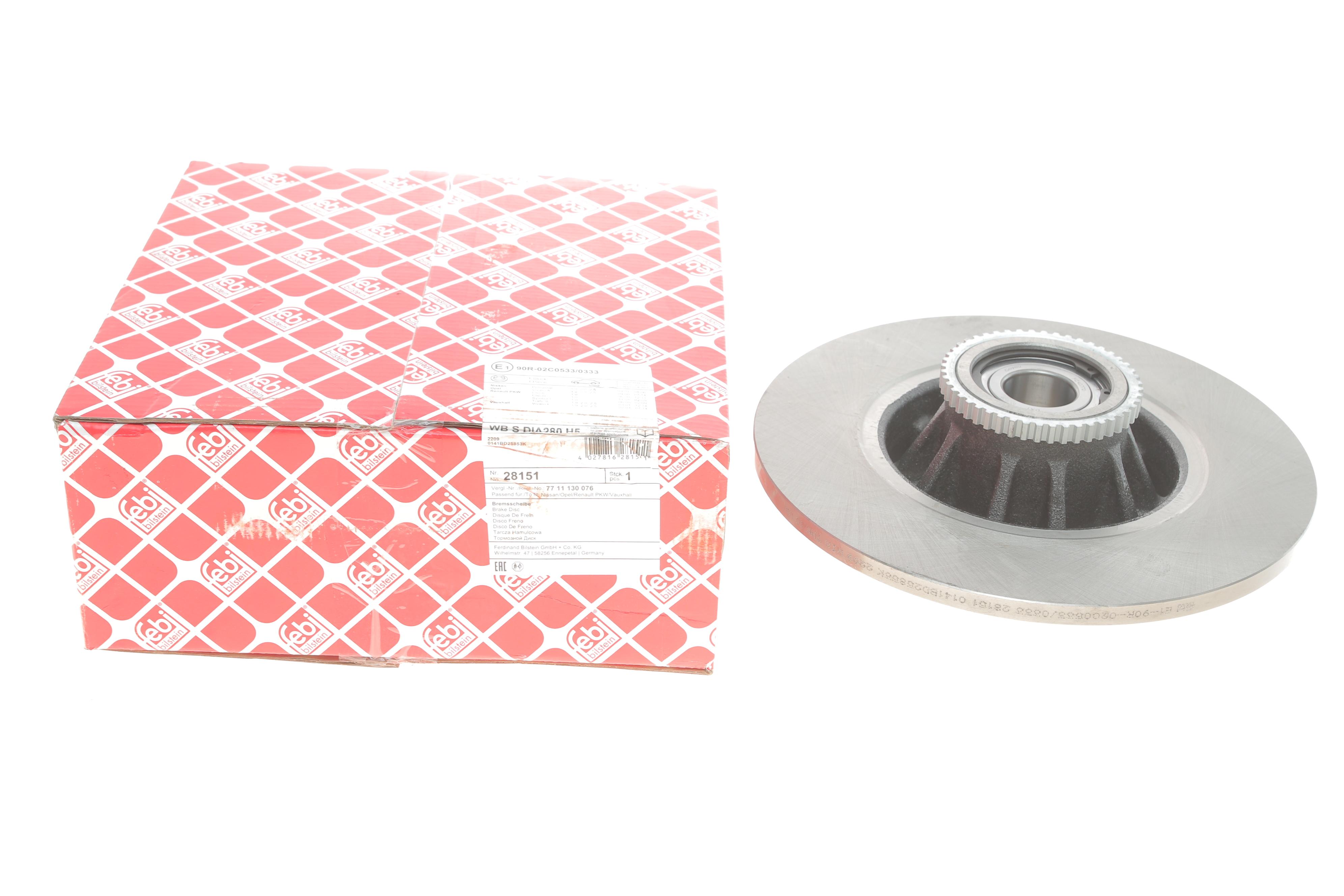 Диск гальмівний (задній) Renault Trafic 01- (280х12) (з підшипником)