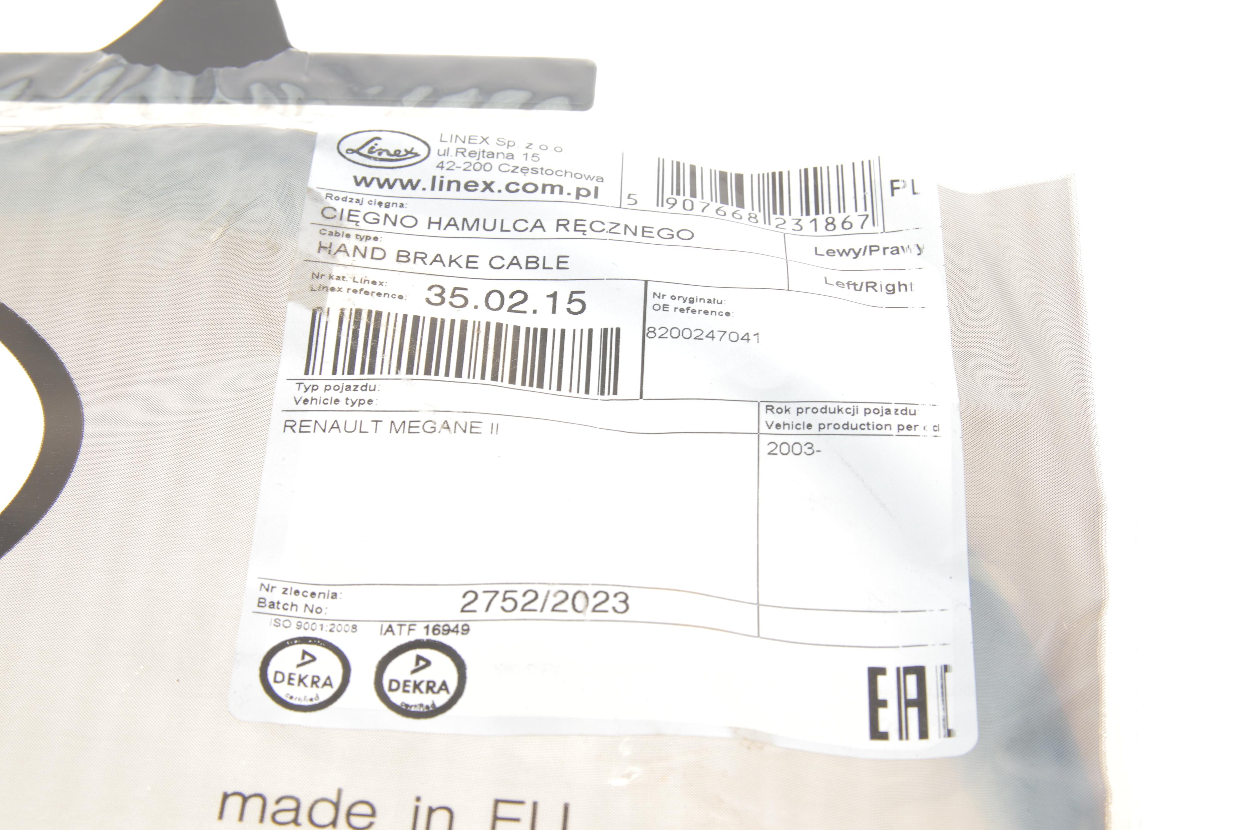 Трос ручника (задній) Renault Megane 02- (2020/1080мм)