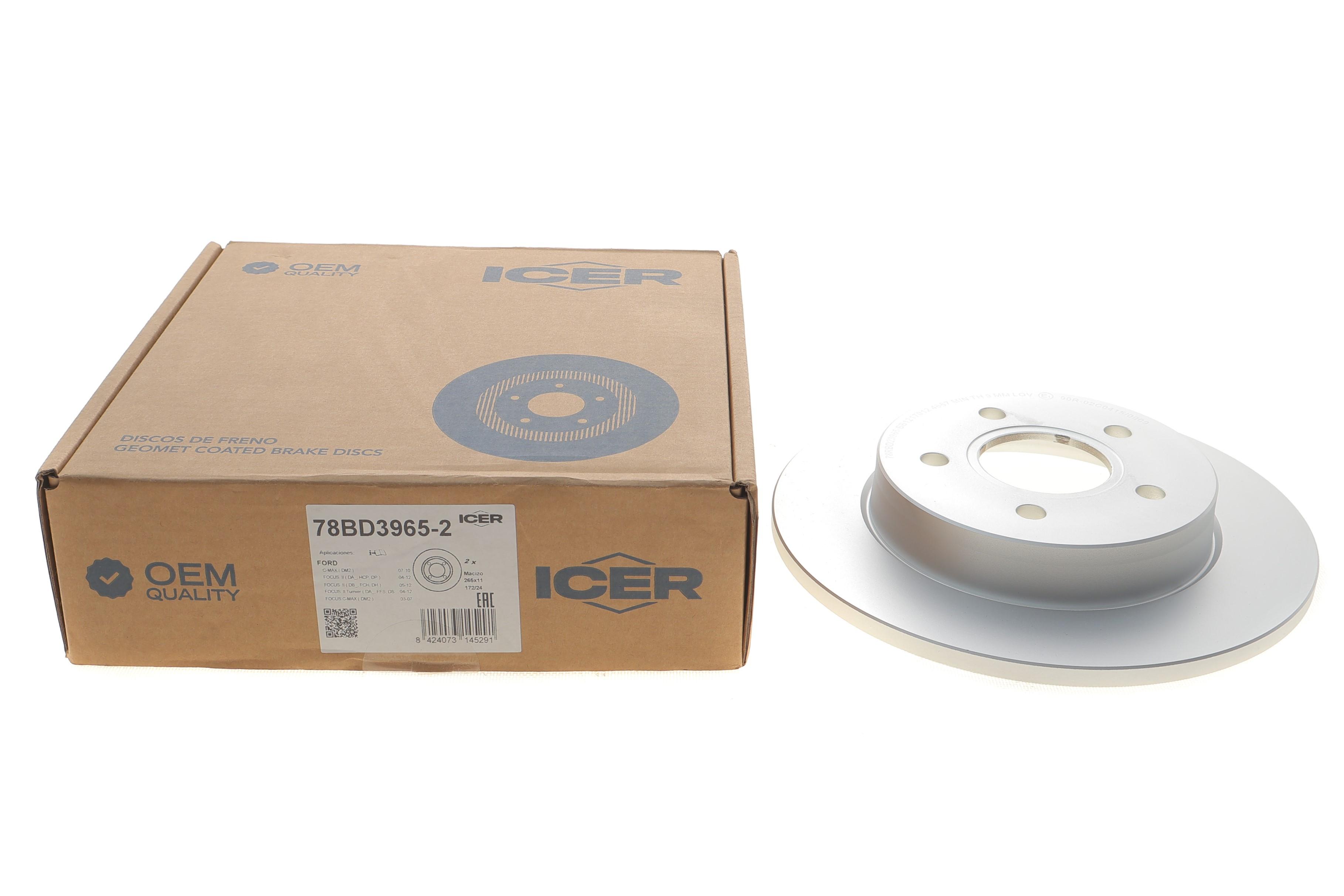 Диск гальмівний (задній) Ford C-Max 07-10/Focus 04- (265x11) (з покриттям) (повний)