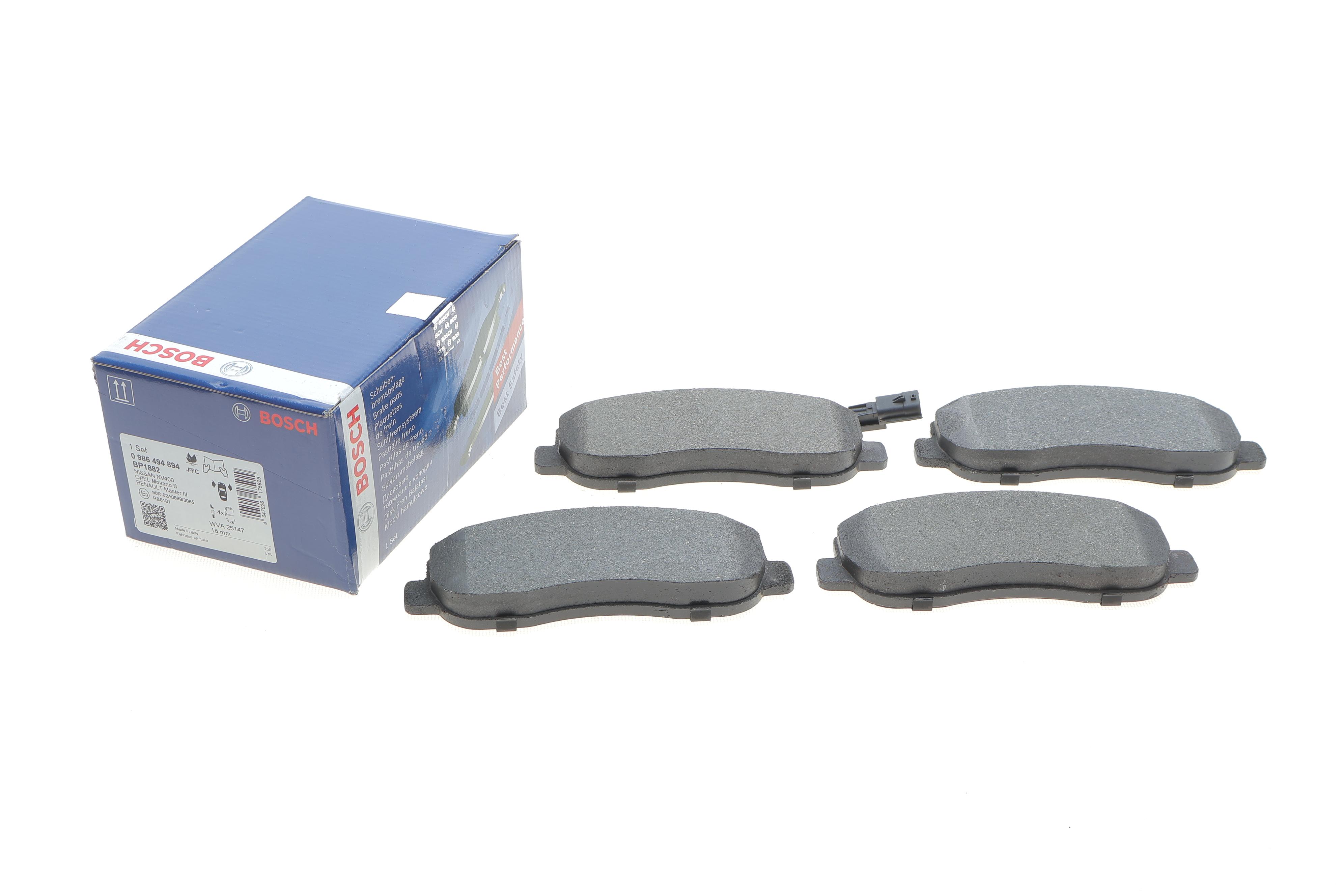 Колодки гальмівні (передні) Renault Master III/Opel Movano B/Nissan NV400 10- (+датчик) замінено на 0986494498