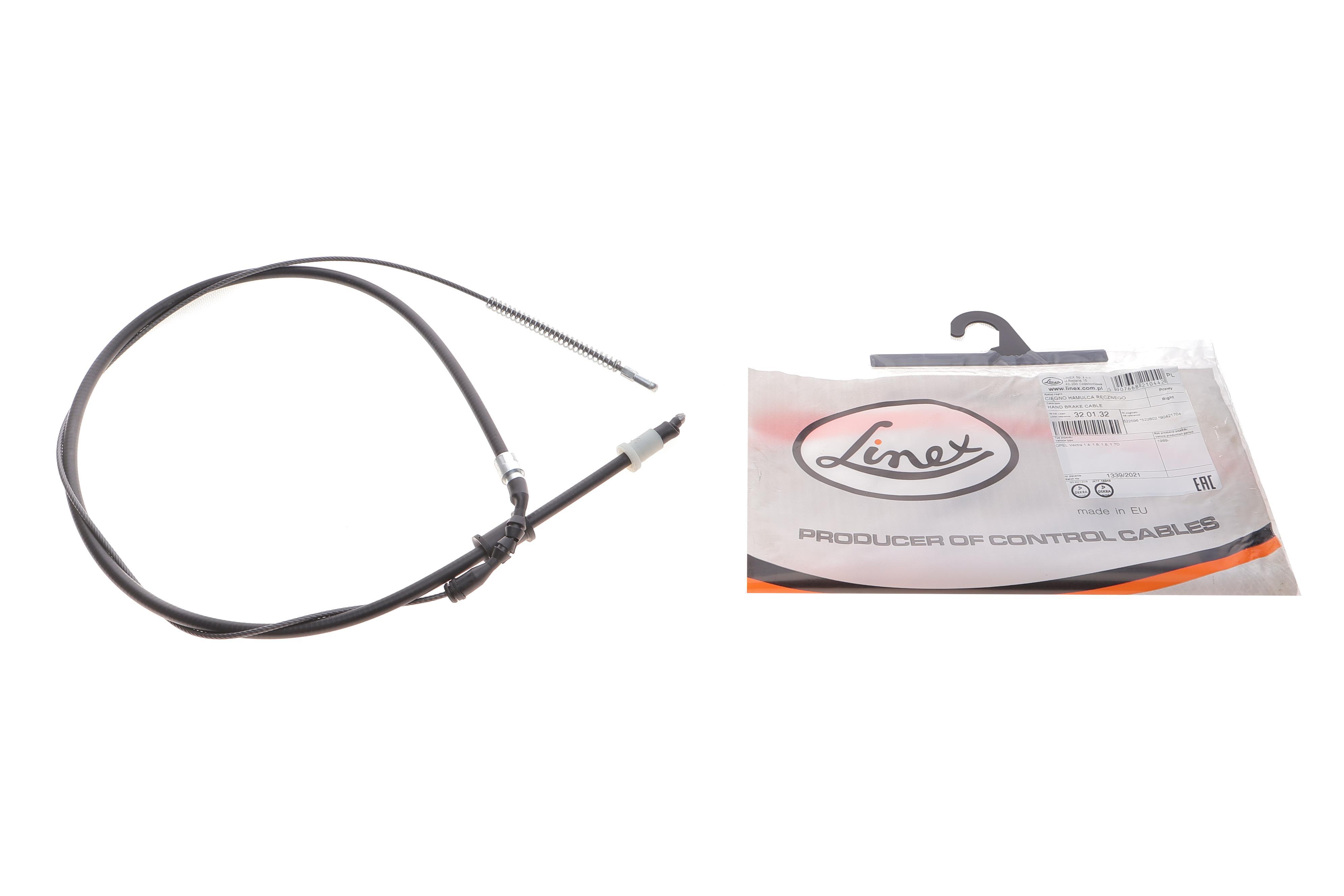 Трос ручника (задній) (R) Opel Vectra A 88-95 (2080/1022mm)