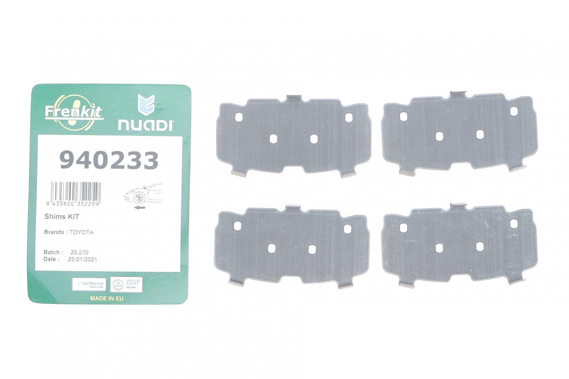 Комплект протискрипних пластин (передніх) Toyota Yaris 07-