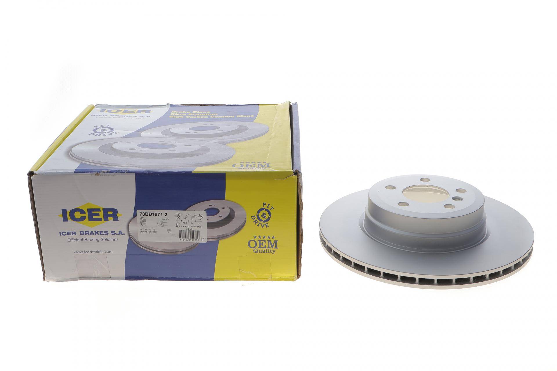 Диск гальмівний (задній) BMW X5 (E70) 06-10/X6 (E71/E72) 09-11 (345x24) (з покриттям) (вентил.)