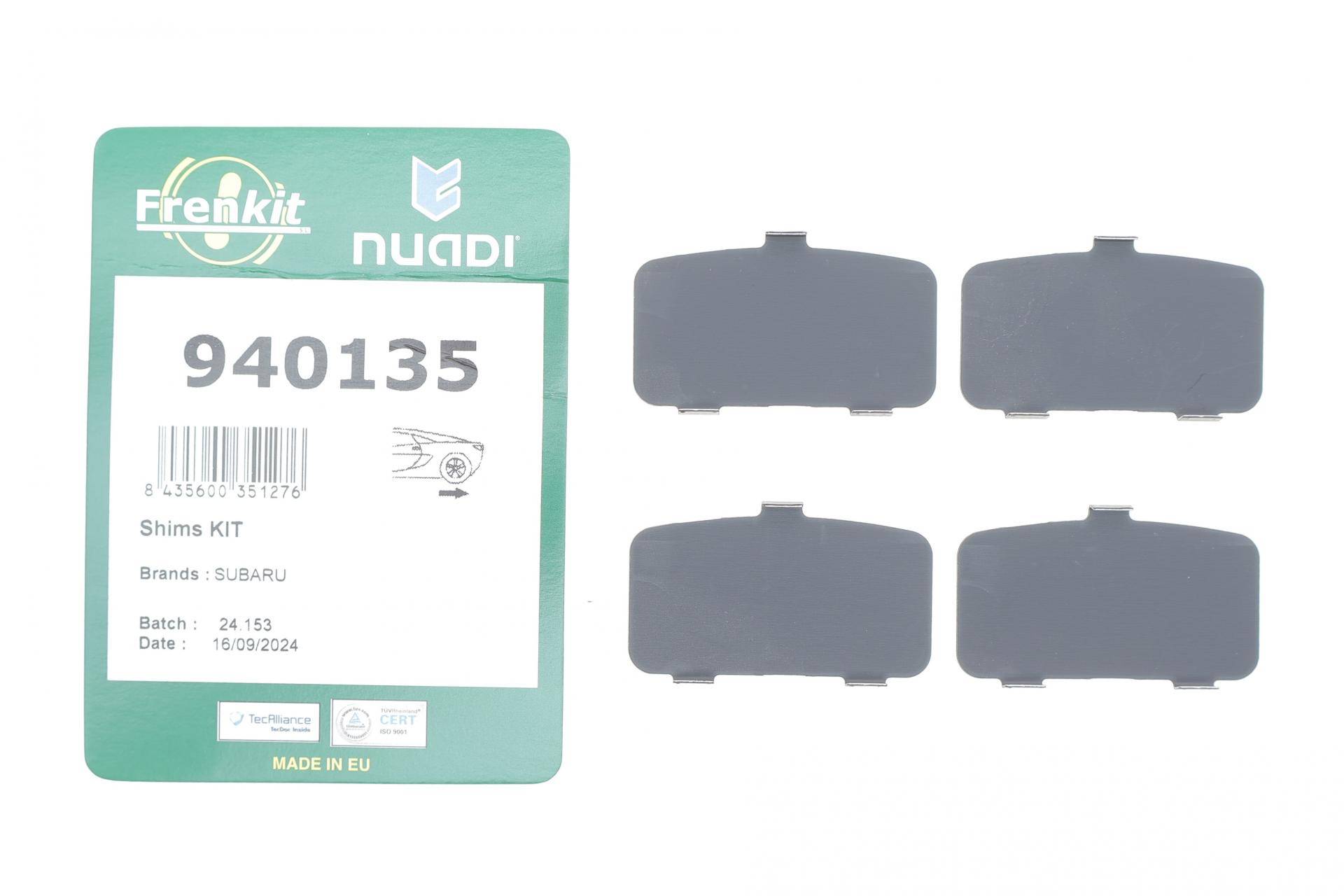 Комплект протискрипних пластин (задніх) Subaru Forester/Impreza/Legacy/Outback 98-