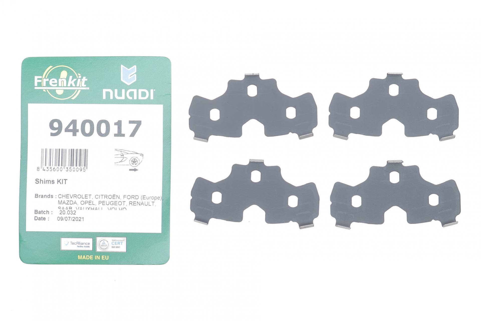 Комплект протискрипних пластин (задніх) Ford Connect/Focus 02-13/Renault Megane 02- (ATE/Teves)