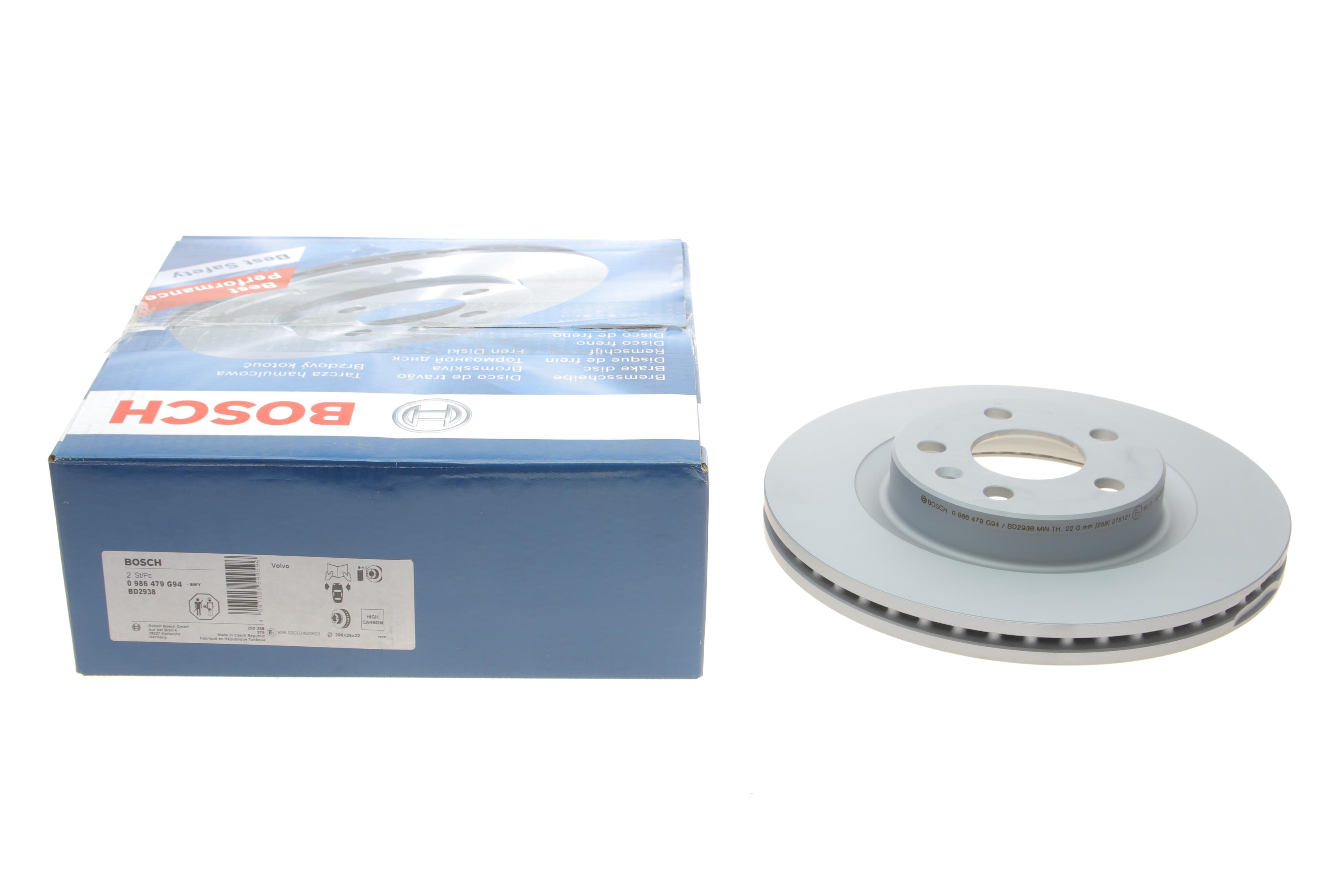 Диск гальмівний (передній) Volvo XC40 17- (296x25) (з покрит) (вент)