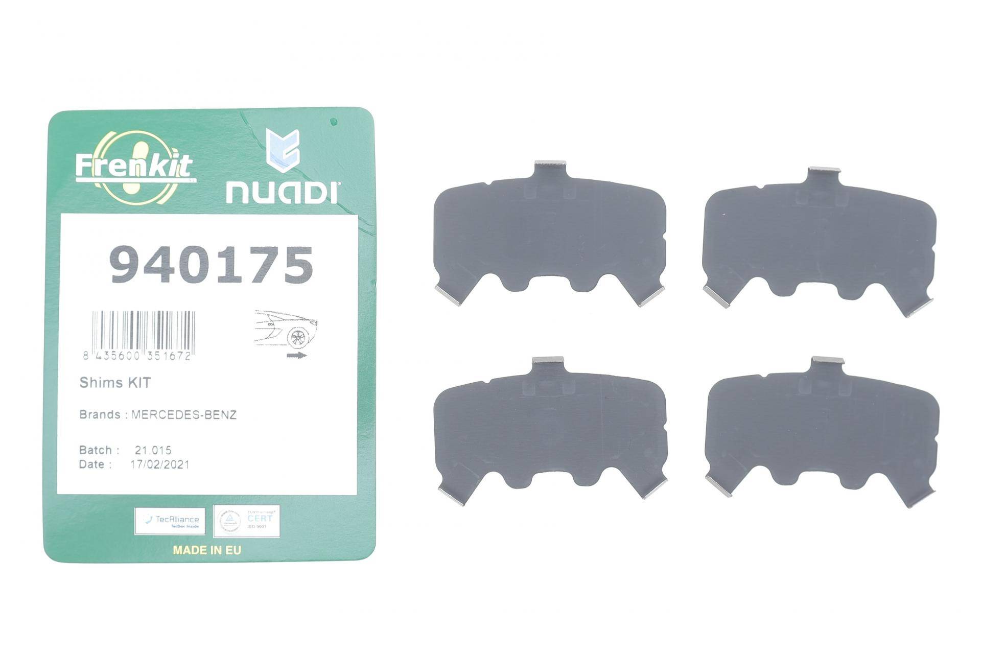 Комплект протискрипних пластин (задніх) MB A-class (W169) 04-12