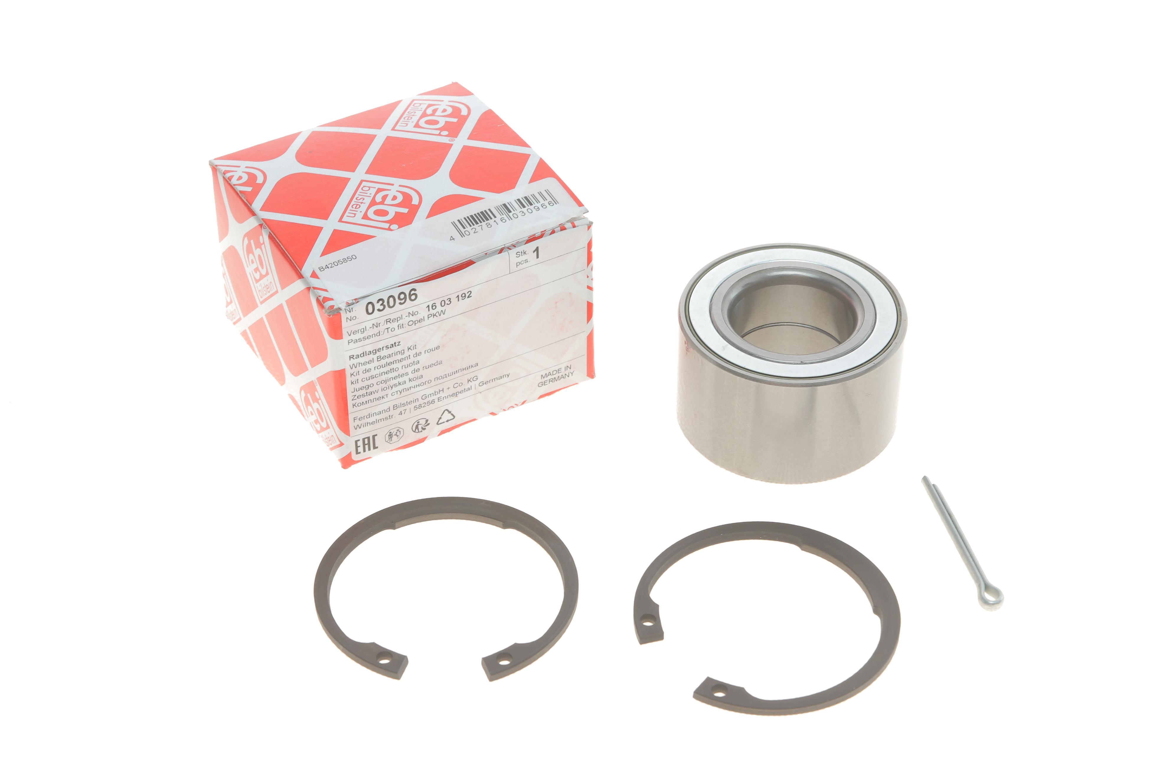 Підшипник маточини (передньої) Opel Astra F/Corsa A/Kadett E/Vectra A -98 (з Кільцями і шплинтом)