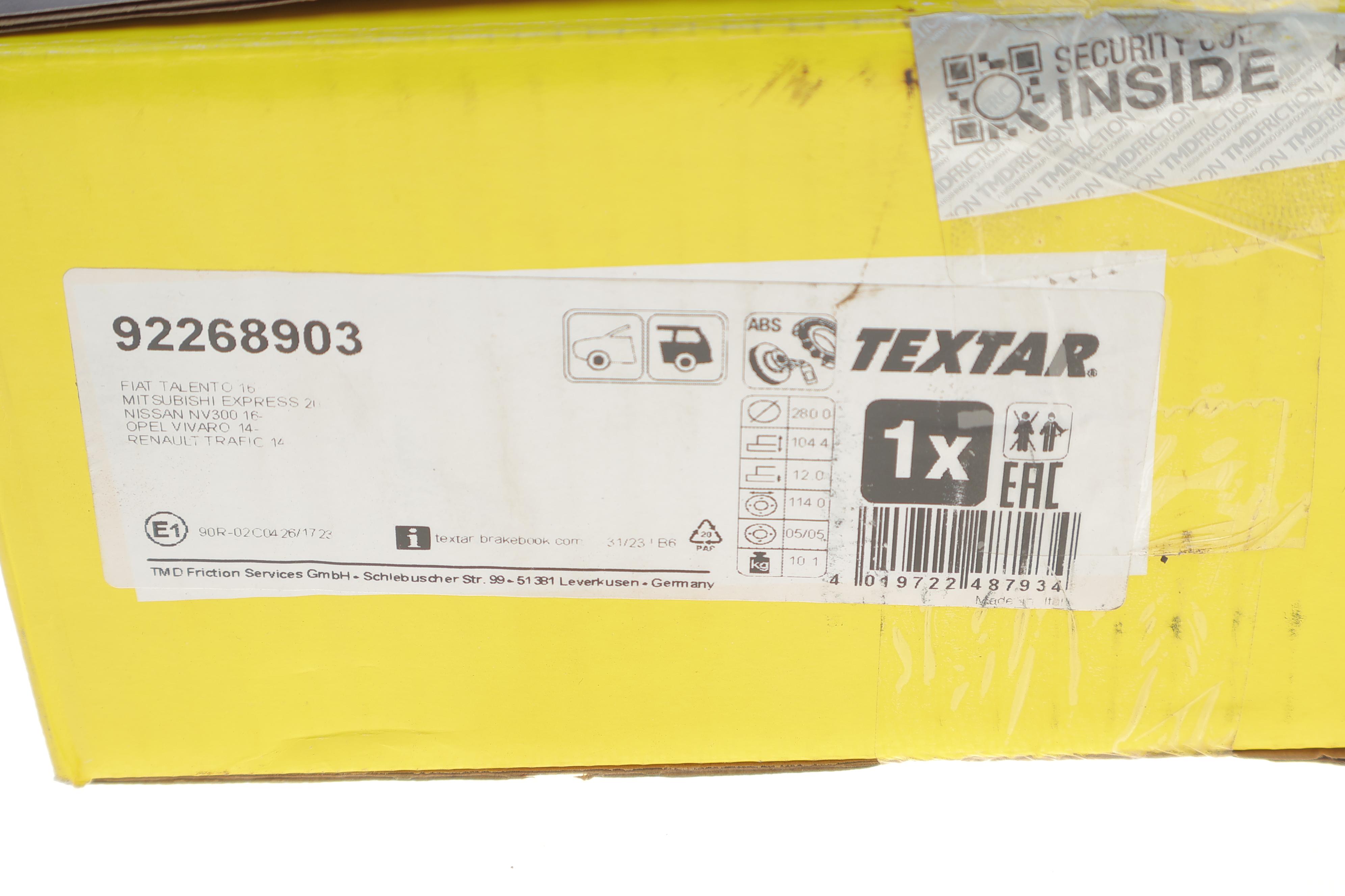 Диск гальмівний (задній) Renault Trafic 14- (280x12) (з підшипником) (+ABS) PRO