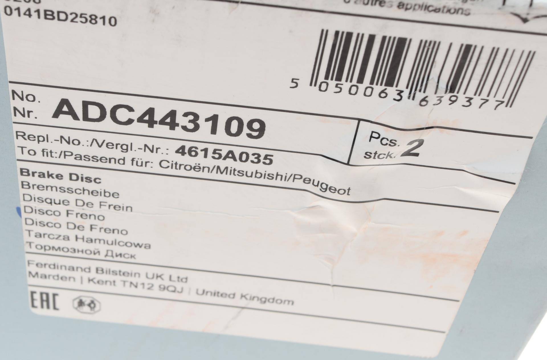 Диск гальмівний (задній) Mitsubishi Outlander 06-/Lancer 03- Citroen C-Crosser 06- (302x10)