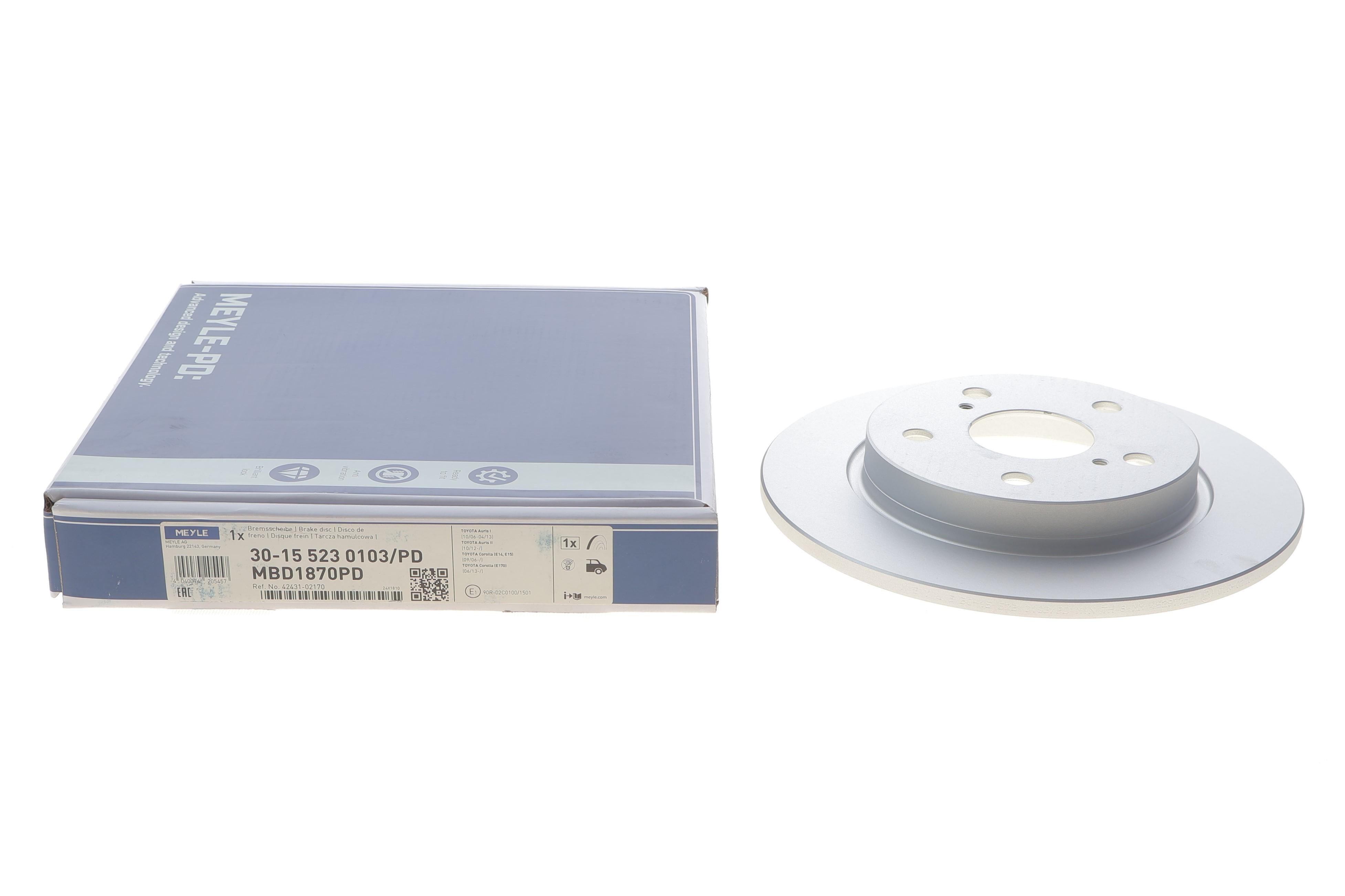 Диск гальмівний (задній) Toyota Auris/Corolla 06- (270x10) (повний) (з покриттям)