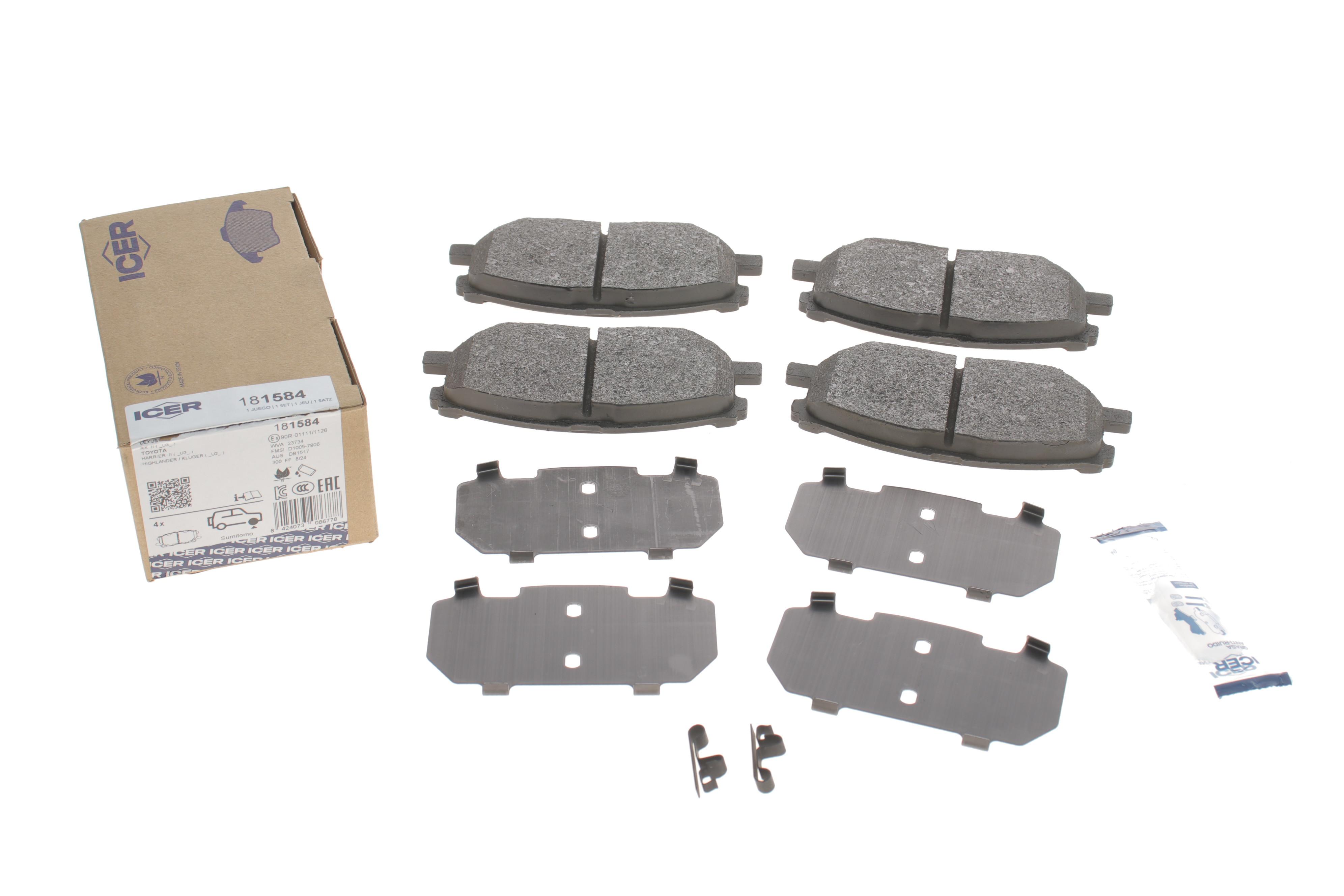 Колодки гальмівні (передні) Toyota Highlander/Kluger 03-10/Lexus RX 03-08