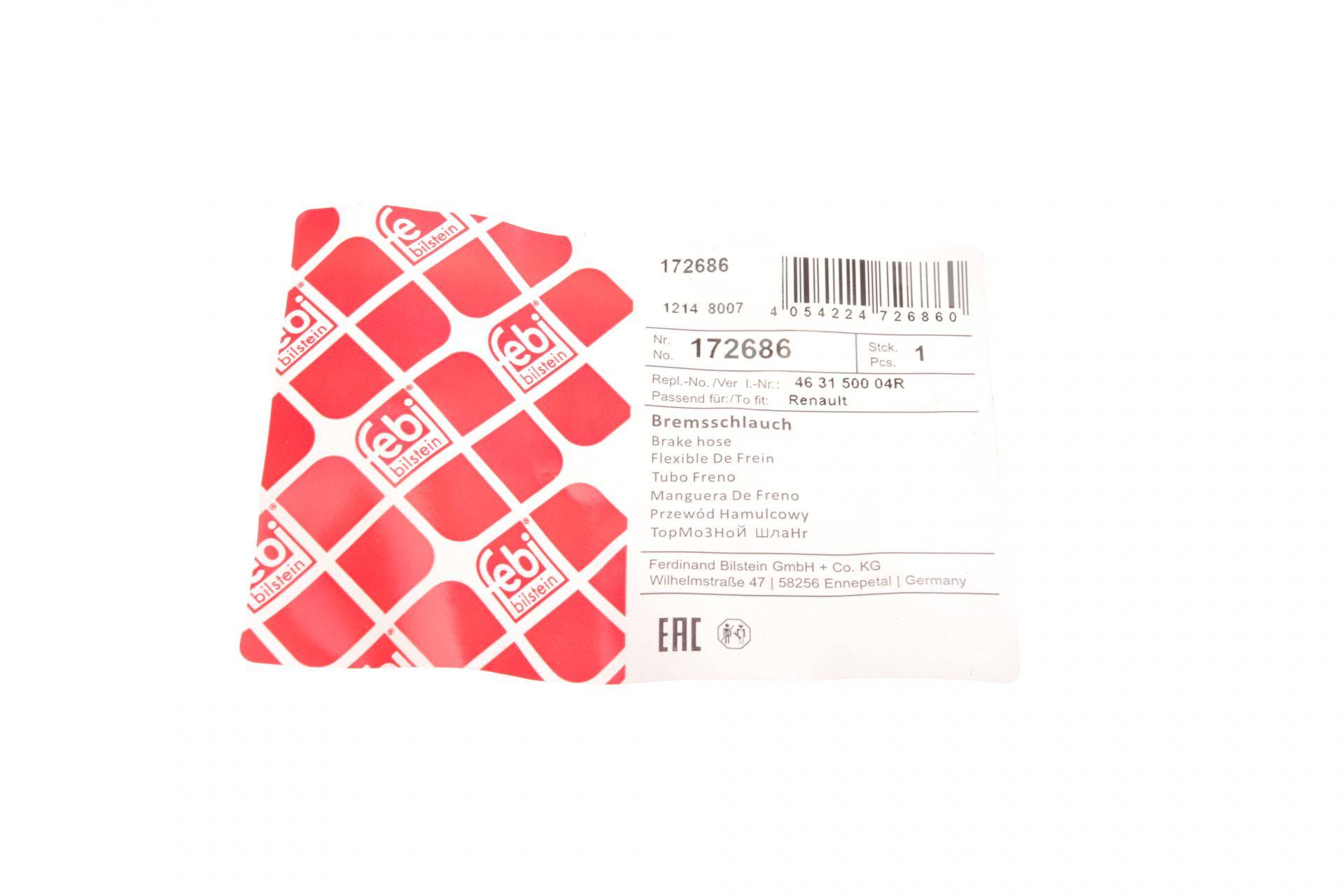 Шланг гальмівний (задній) Renault Megane/Scenic 09- (R) (195mm)