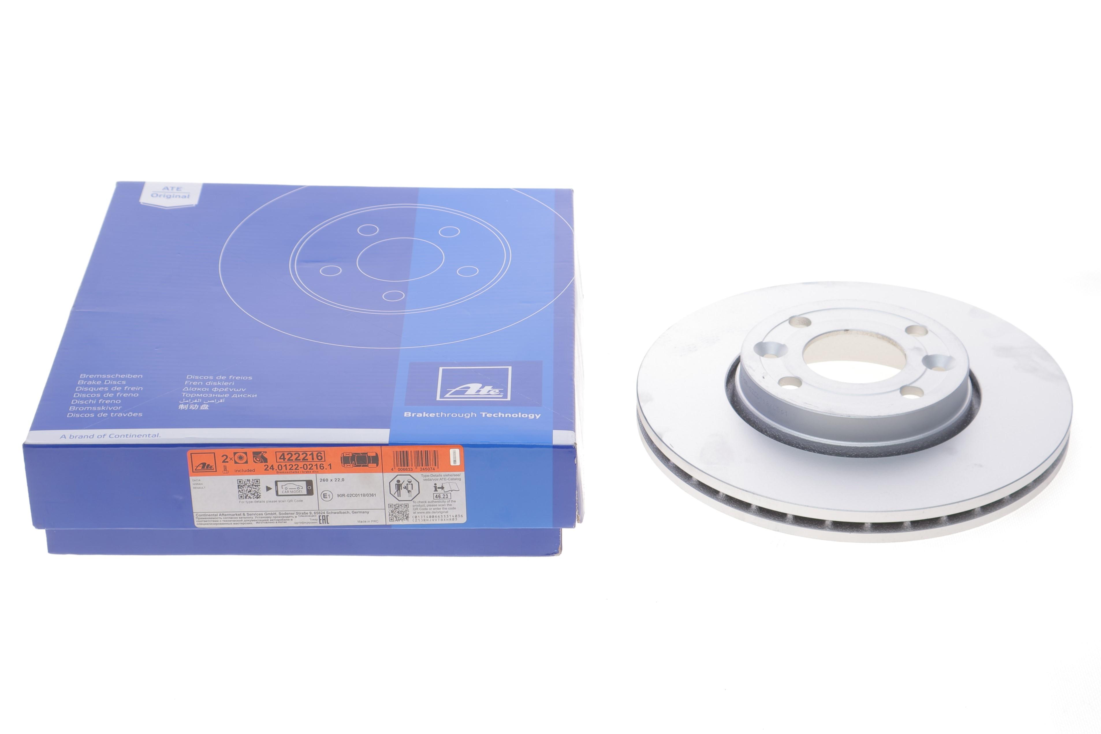 Диск гальмівний (передній) Renault Megane II/Clio III 02- (260x22) (з покриттям) (вент)