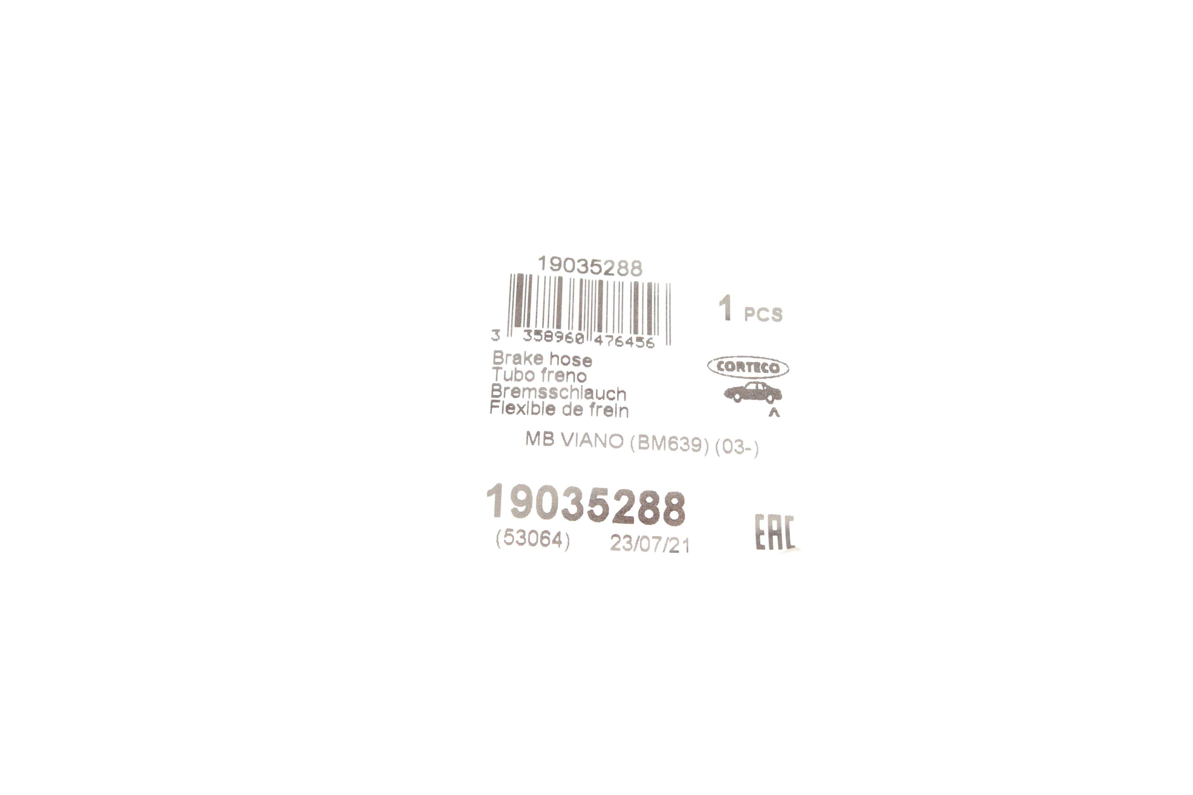 Шланг гальмівний (задній) MB Vito (W639) 03-