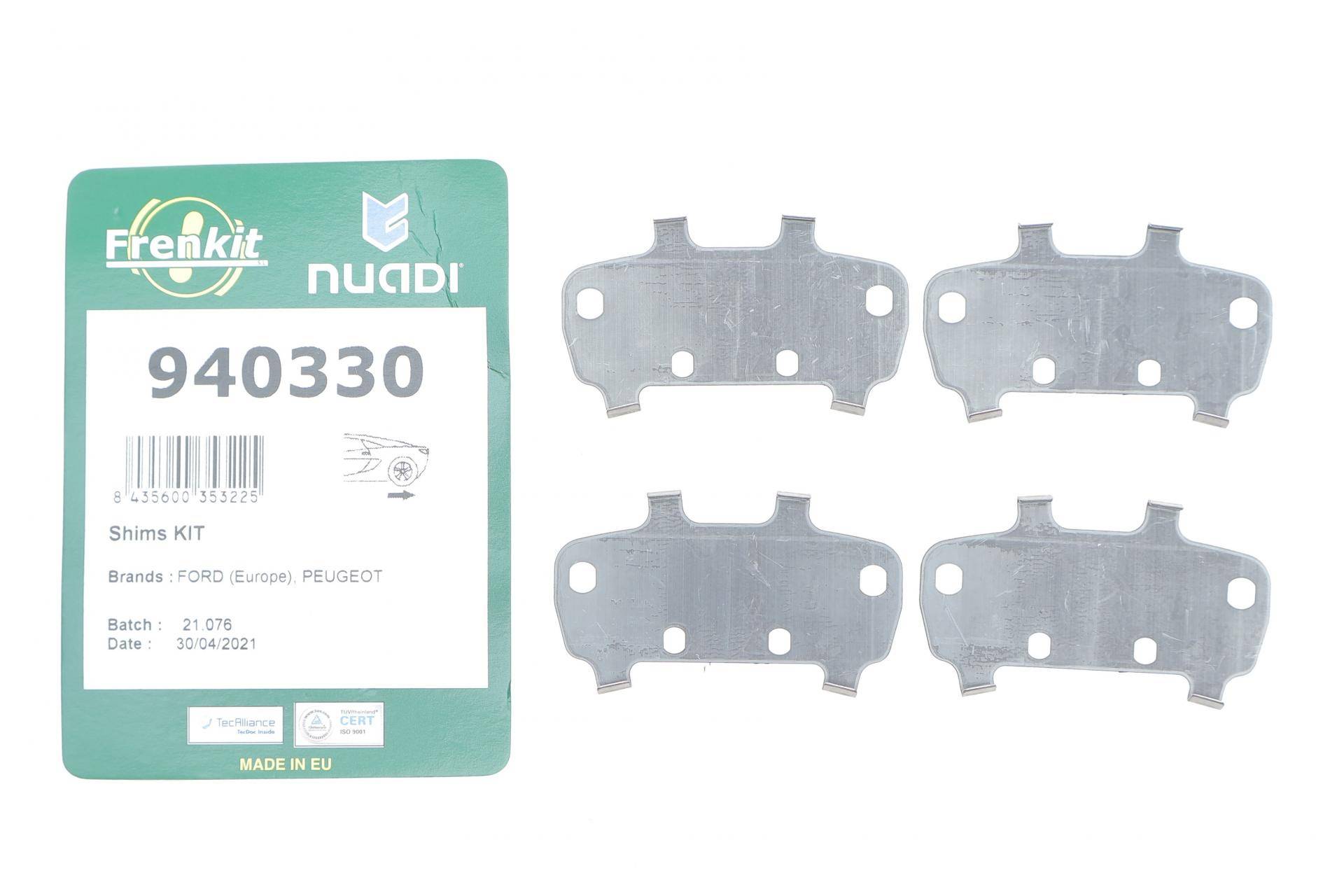 Комплект протискрипних пластин (задніх) Ford Fiesta 17-/Peugeot 308 13-