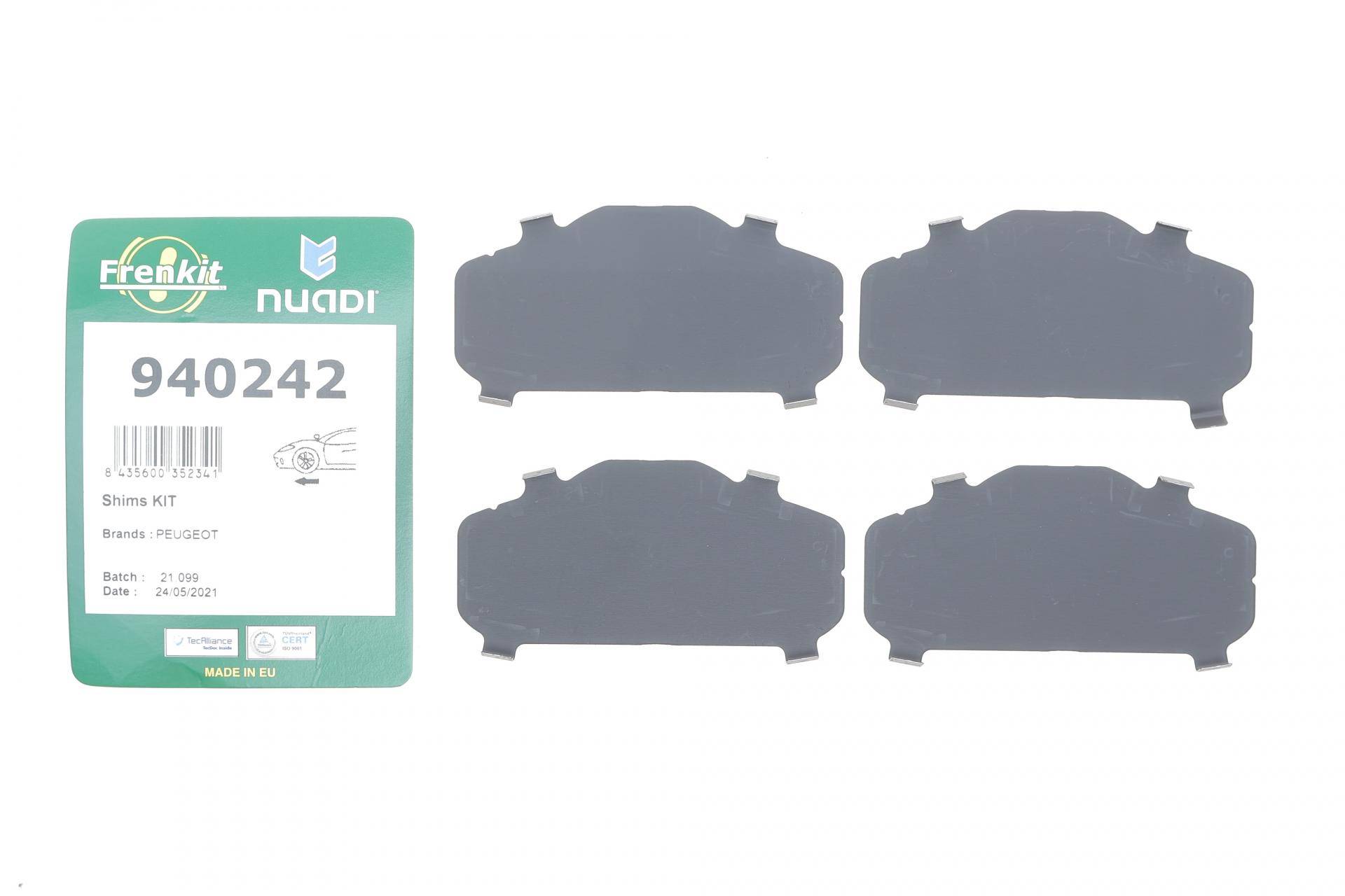 Комплект протискрипних пластин (передніх) Peugeot 3008/308 08-16