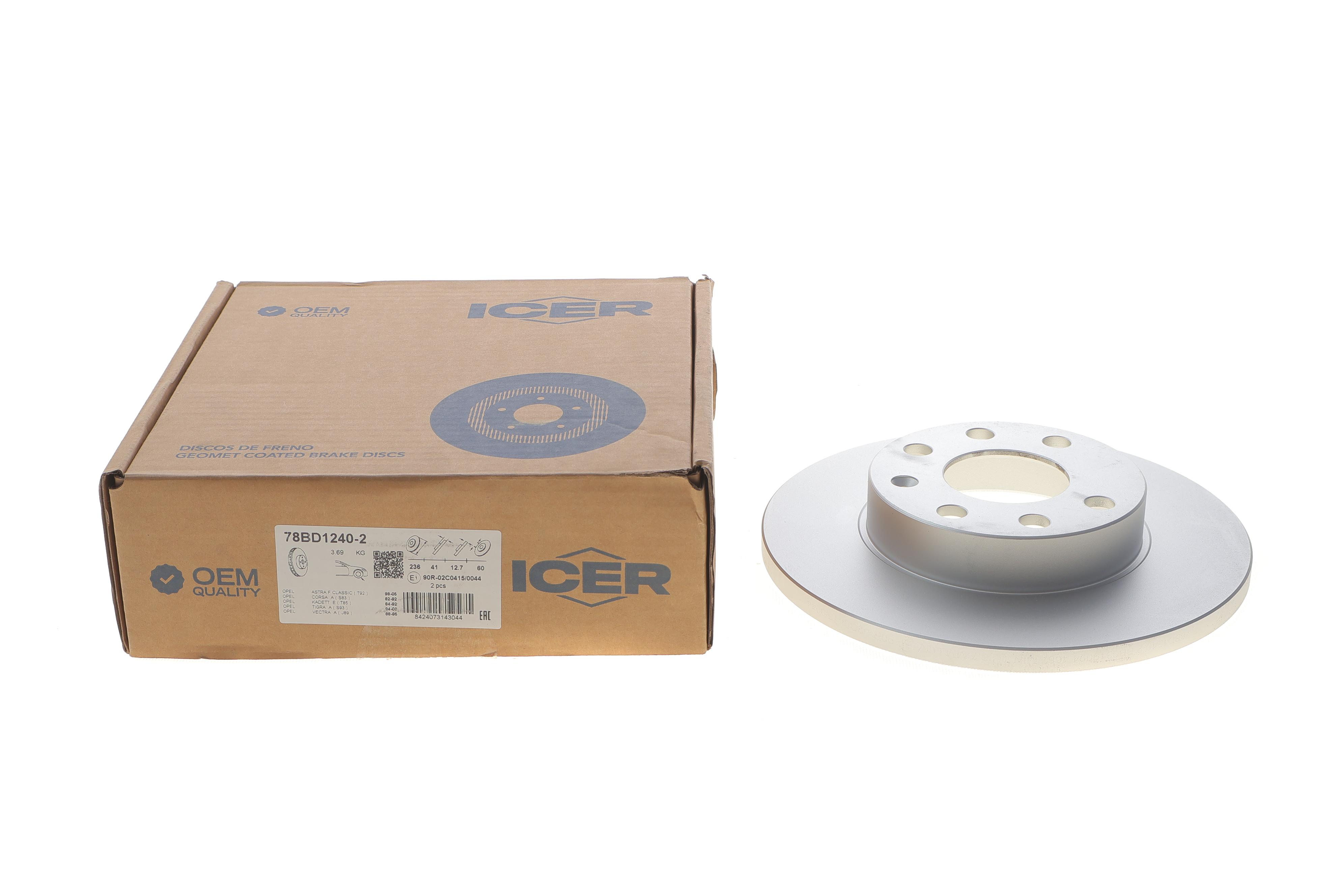 Диск гальмівний (передній) Opel Astra F 91-05/Corsa A/B 82-00/Kadett E 79-93 (236x12.5) (повний)