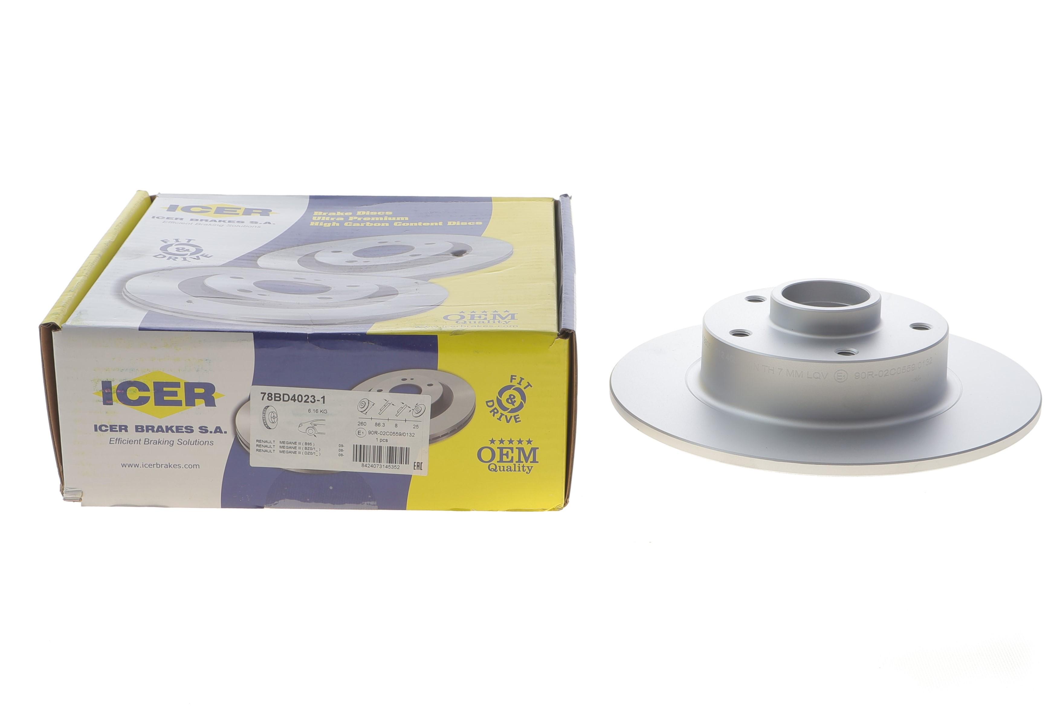 Диск гальмівний (задній) Renault Megane III 08- (260x8) (+ABS) (з підшипником) (з покр.) (повний)