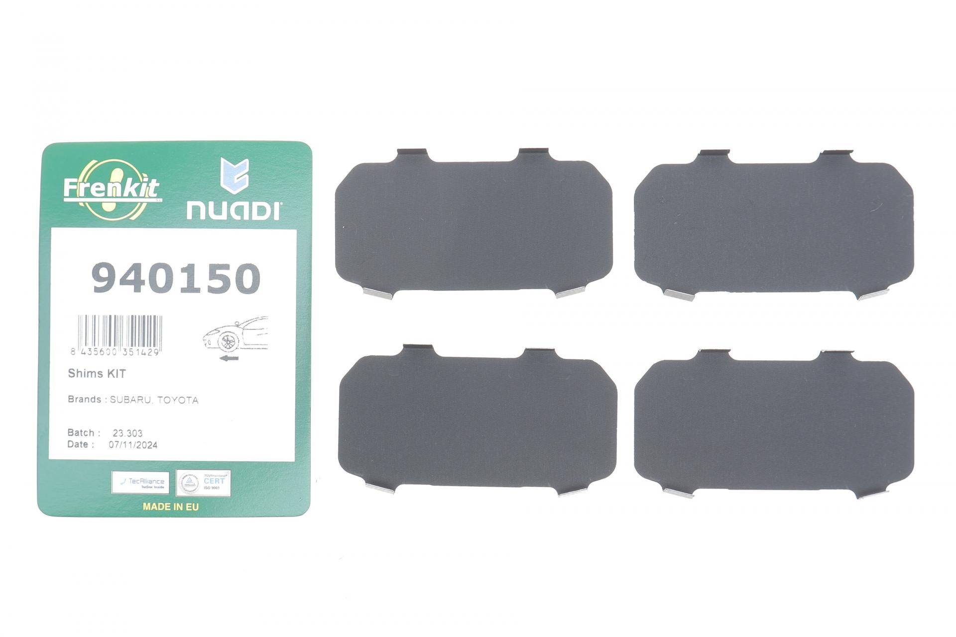 Комплект протискрипних пластин (передніх) Toyota Corolla 01-18/Auris 07-12/Rav4 III 05-/Yaris/Prius+ 12-