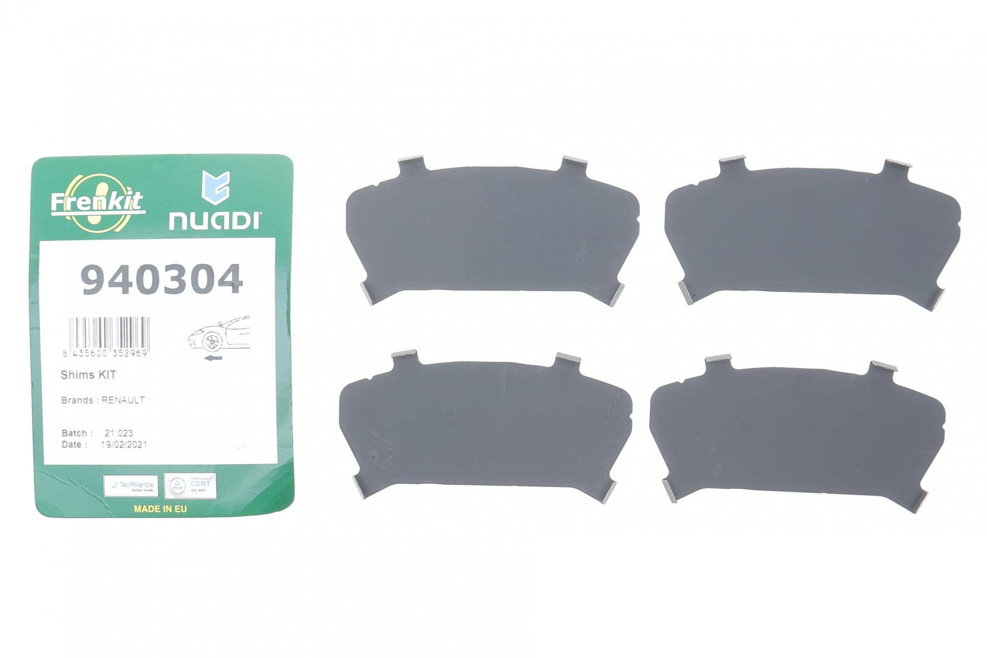 Комплект протискрипних пластин (передніх) Renault Kangoo 01-