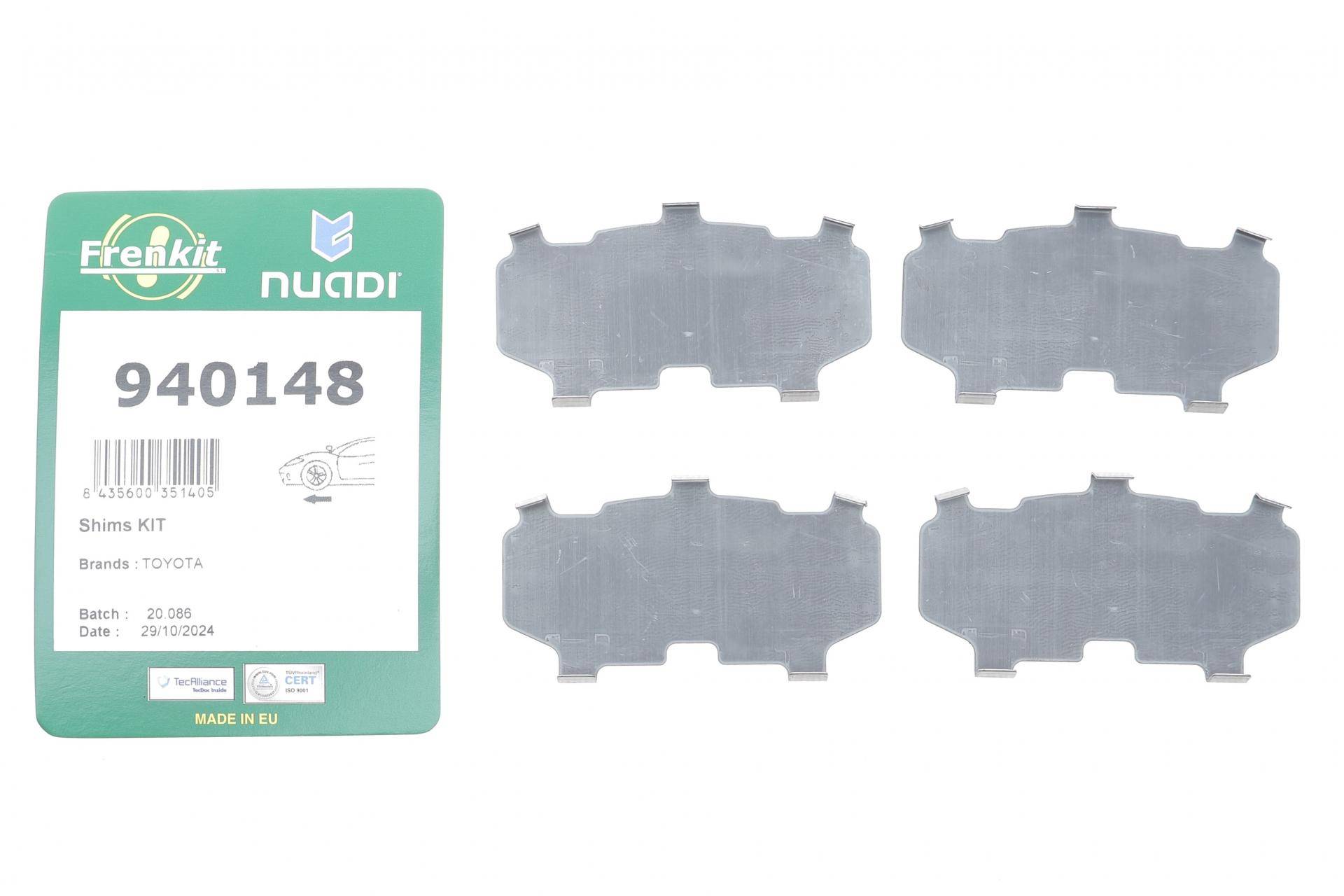 Комплект протискрипних пластин (передніх) Toyota Corolla 12-/Yaris 05-/Prius 11-/Mazda Familia 18-